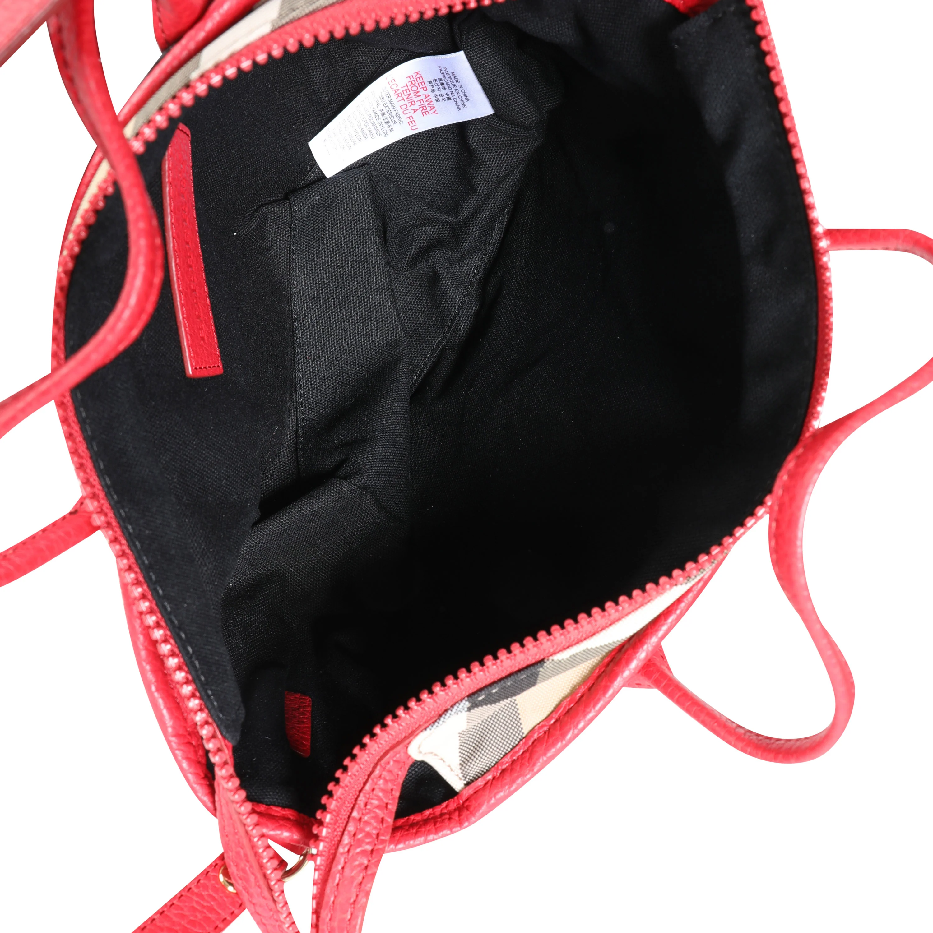 Burberry Exploded Check Canvas & Bright Rose Grained Leather Top Handle Tote - Image 8