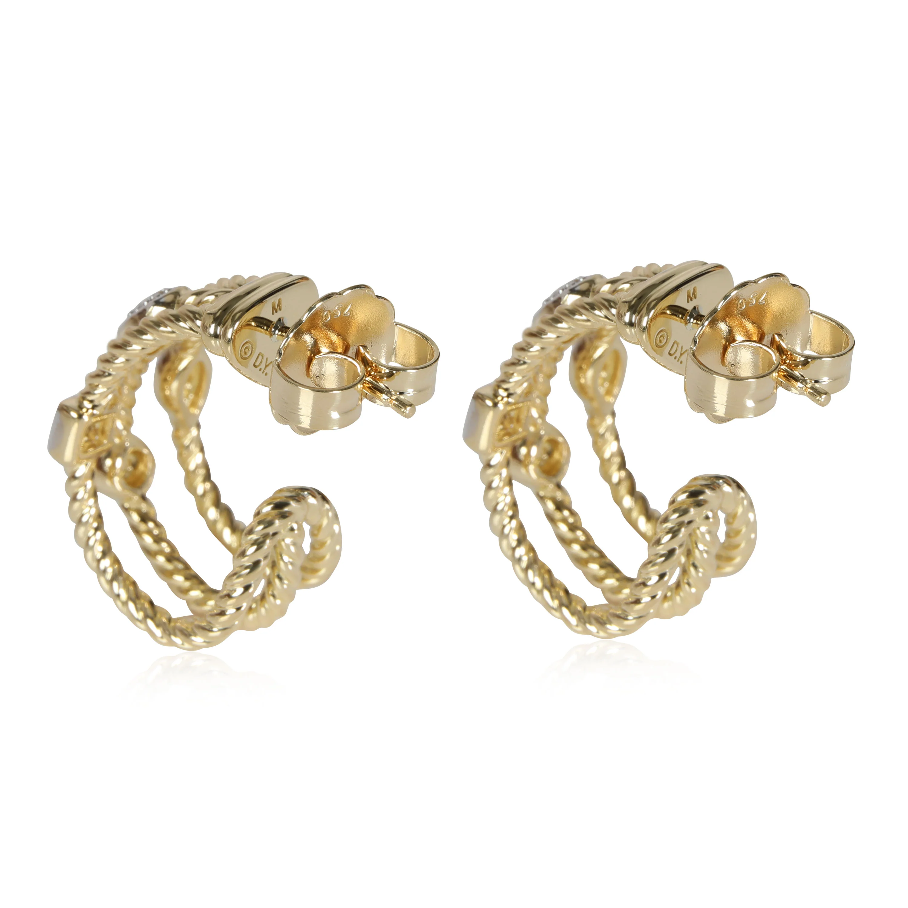 David Yurman Confetti Hoop Earrings in 18k Yellow Gold 0.15 CTW - Image 3