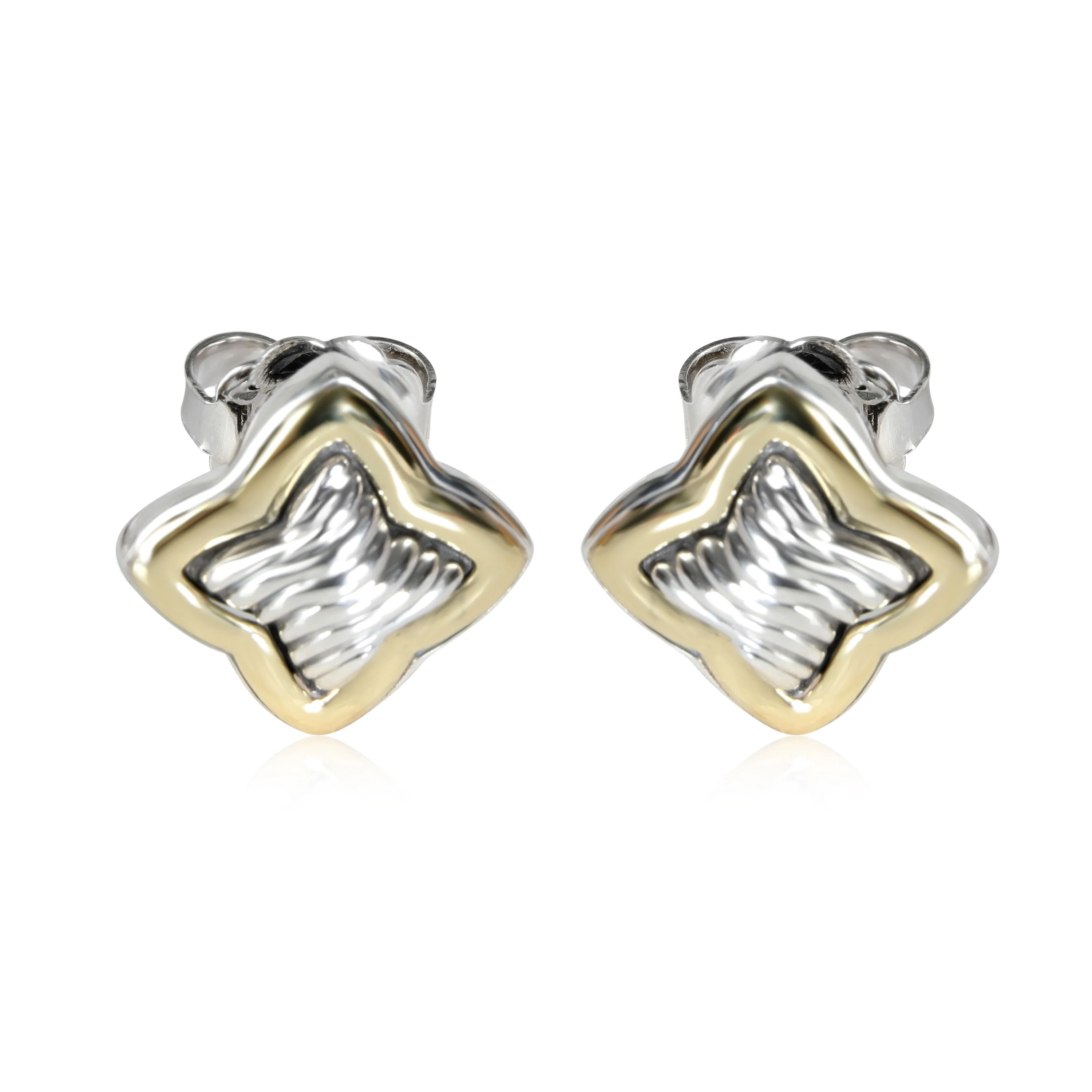 David Yurman Quatrefoil Stud Earring in 18k Gold/Sterling