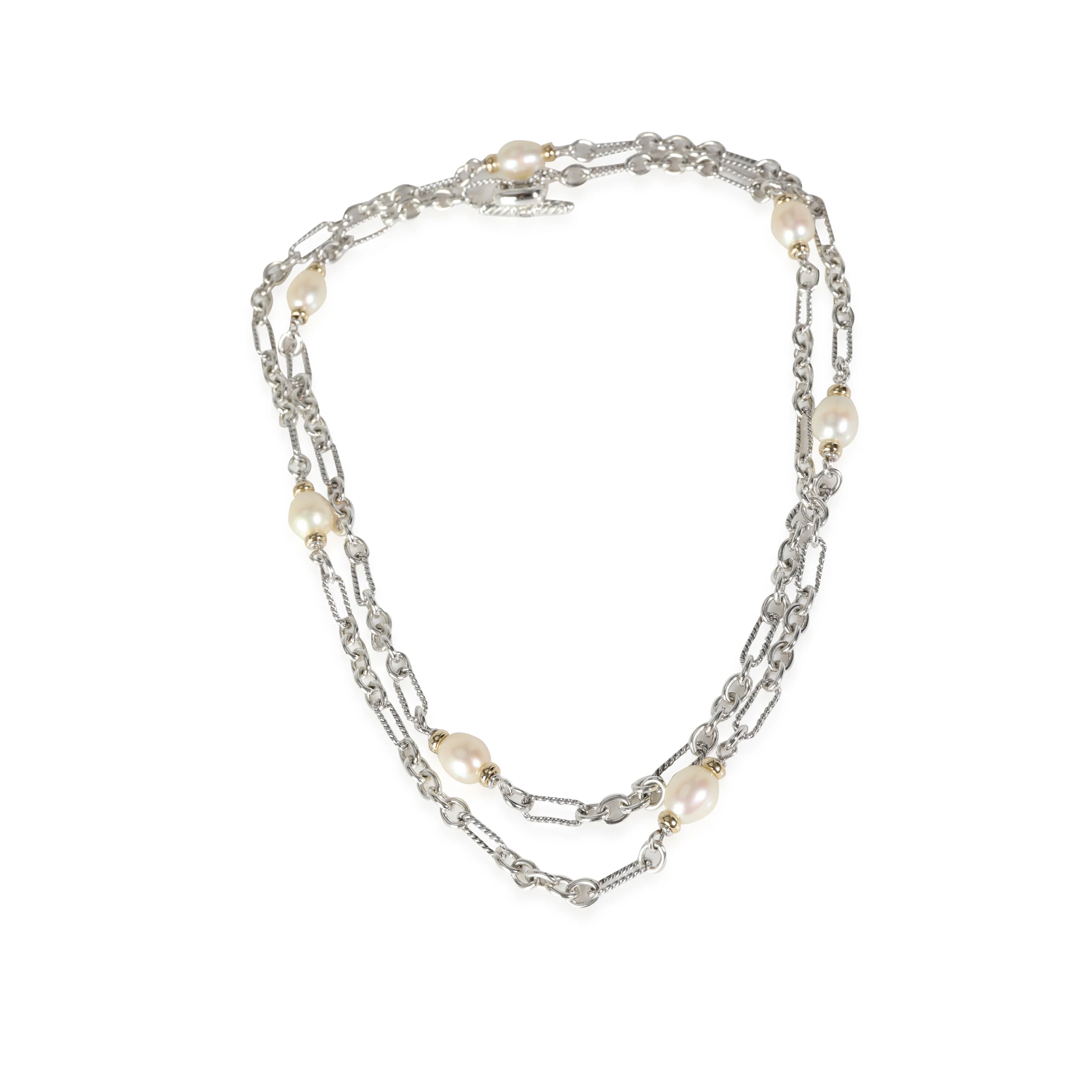 David Yurman Figaro Baroque Pearl Station Necklace in 18K Yellow Gold - Image 2