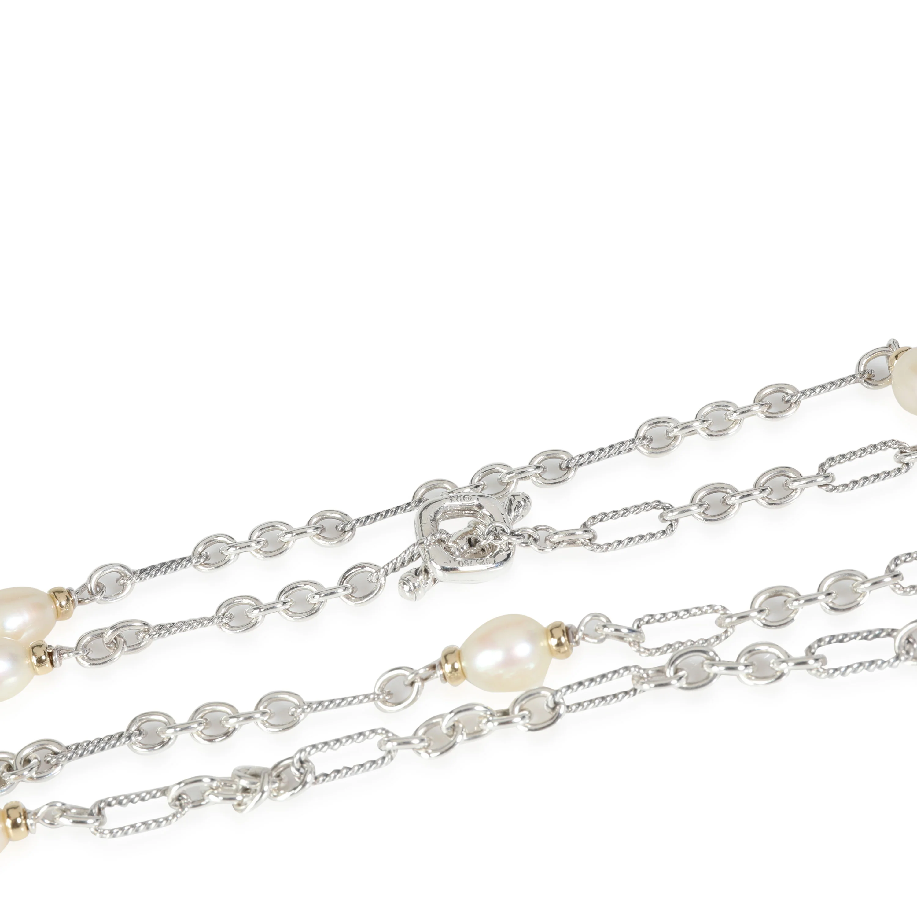 David Yurman Figaro Baroque Pearl Station Necklace in 18K Yellow Gold - Image 3