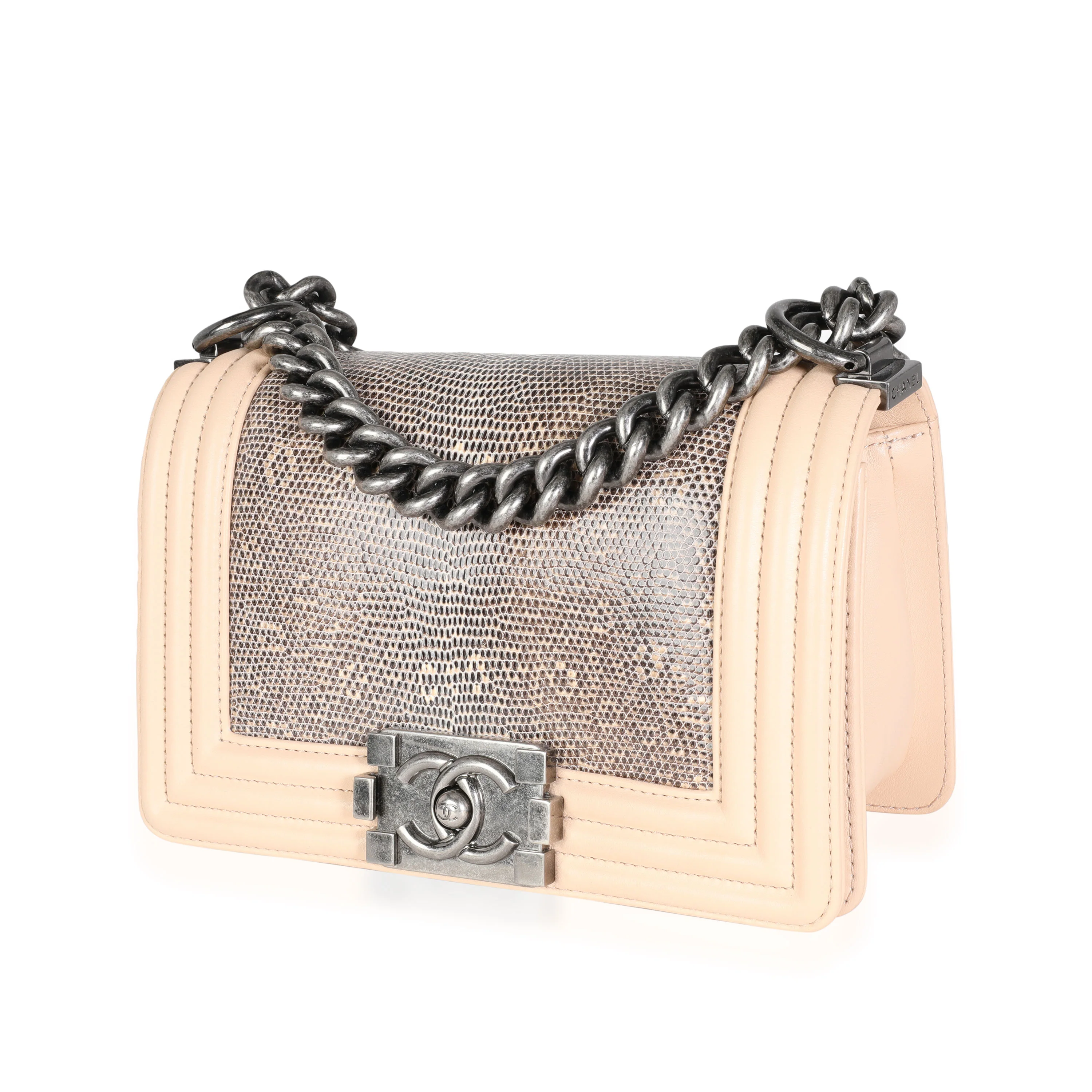 Chanel Beige Calfskin & Lizard Small Boy Bag - Image 2