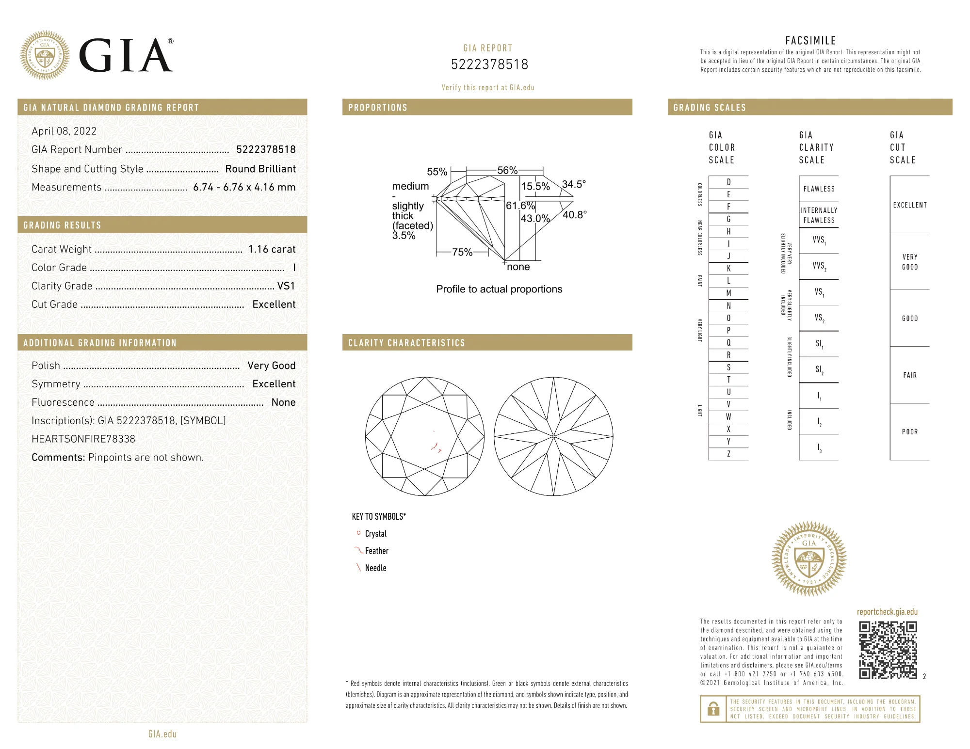 GIA Certified 1.16 Ct Round cut I VS1 Loose Diamond - Image 4