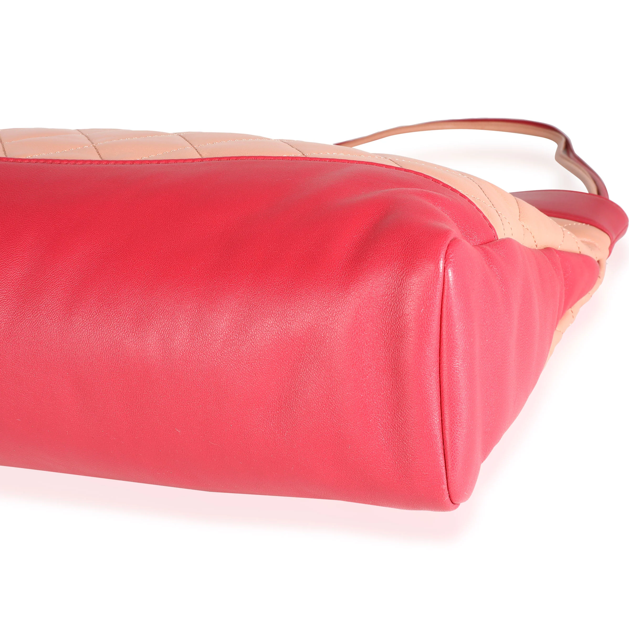 Peach & Light Red Quilted Calfskin Large 31 Shopping Bag - Image 6