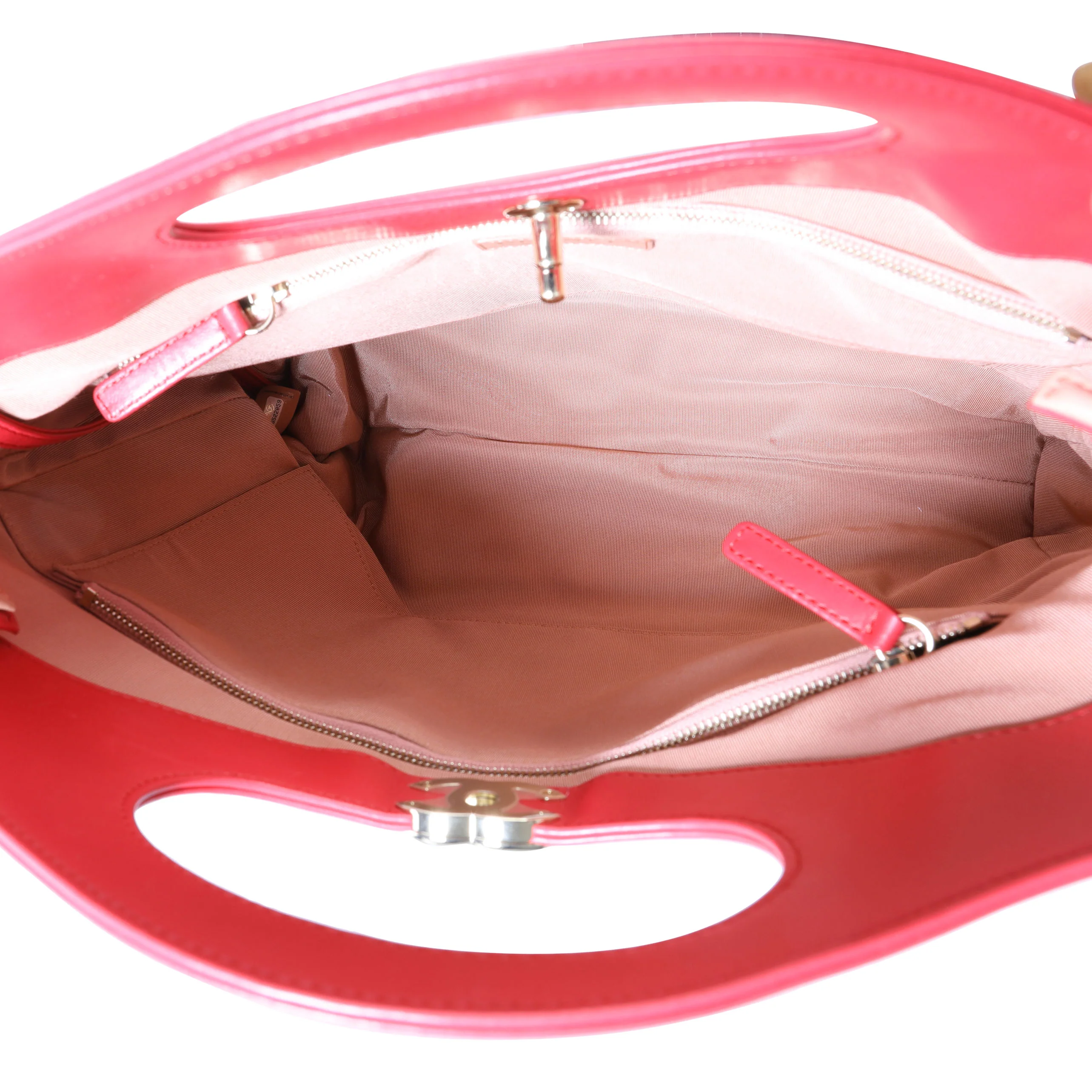Peach & Light Red Quilted Calfskin Large 31 Shopping Bag - Image 8