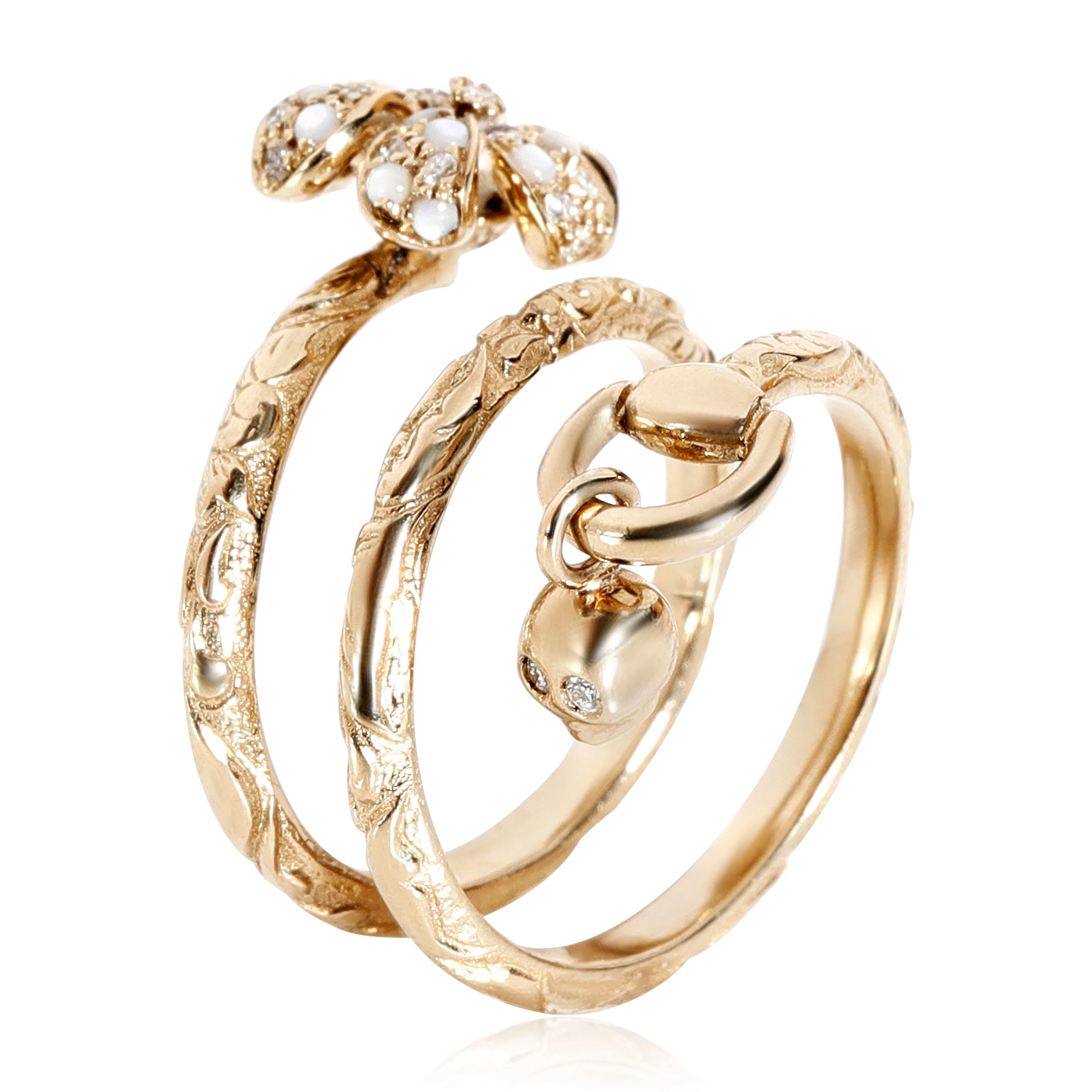 Flora Mother of Pearl Ring in 18K Yellow Gold 0.05 CTW - Image 3