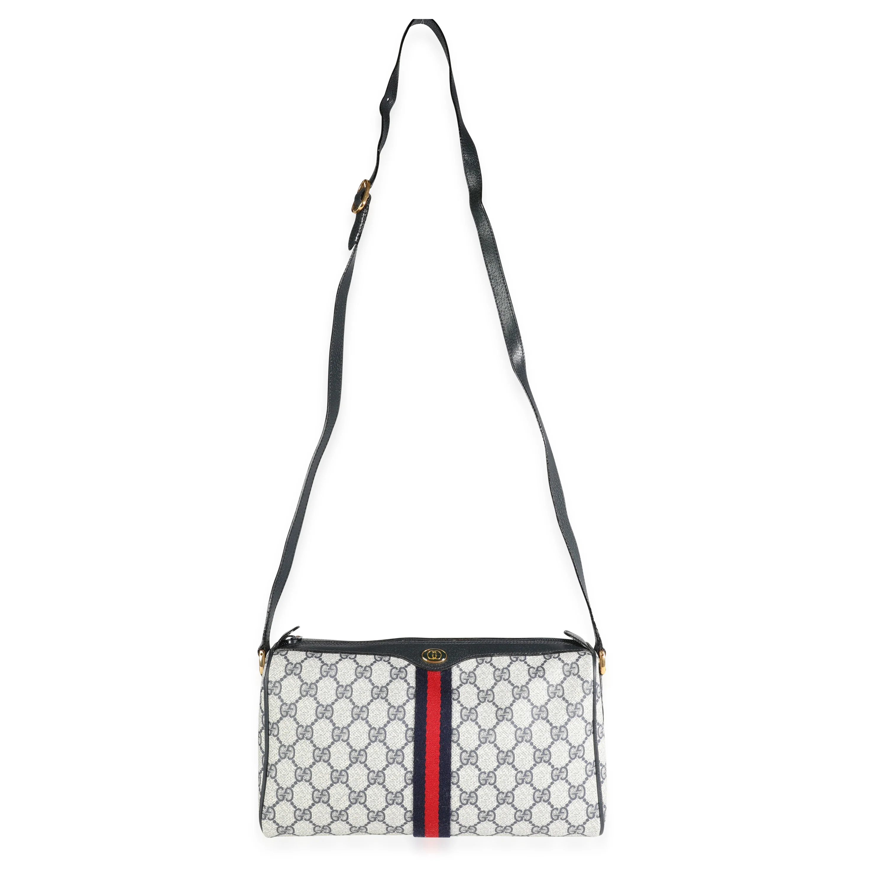 Gucci Vintage Accessory Collection Navy GG Supreme & Web Bag - Image 4