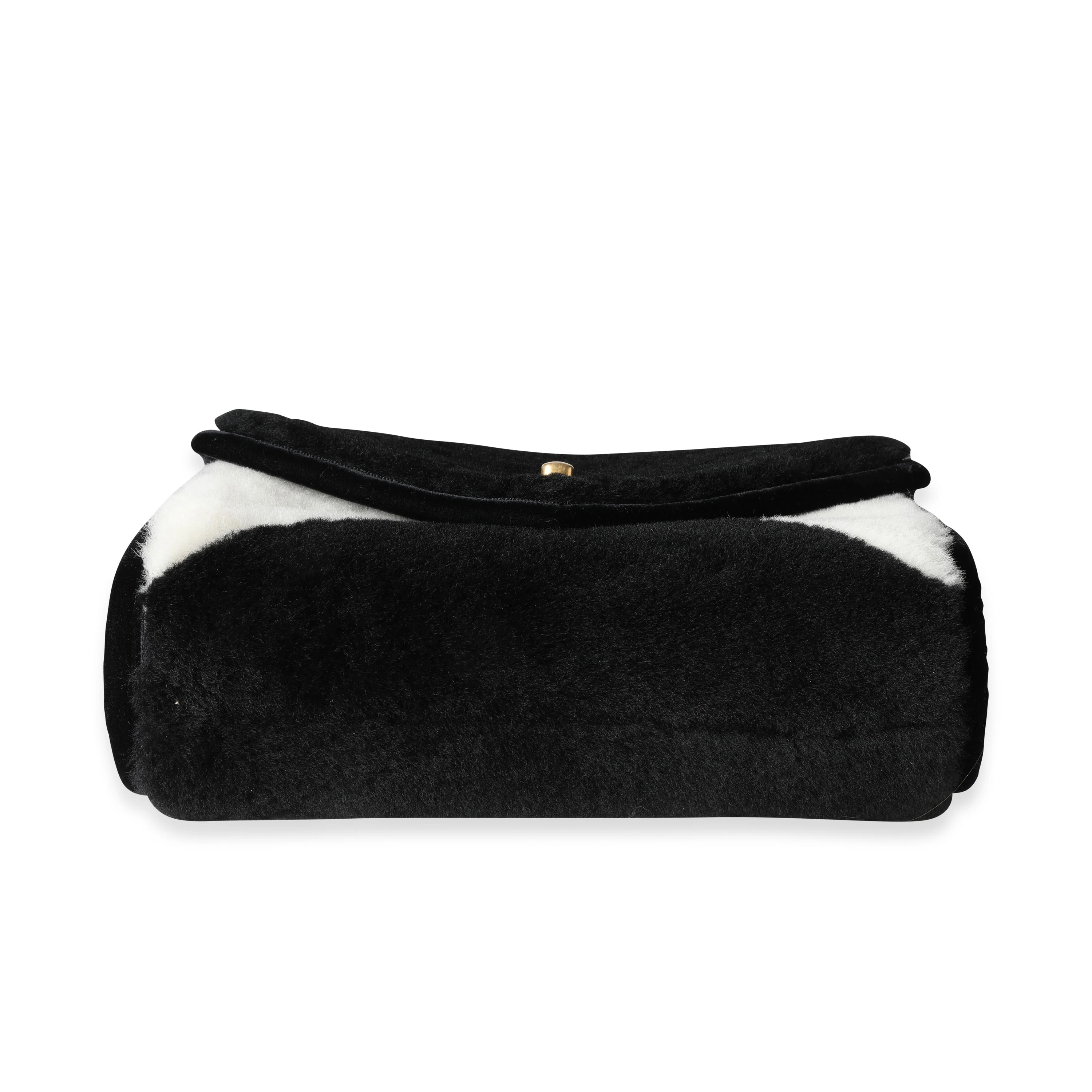 Black & White Shearling Small Single Flap Bag - Image 5