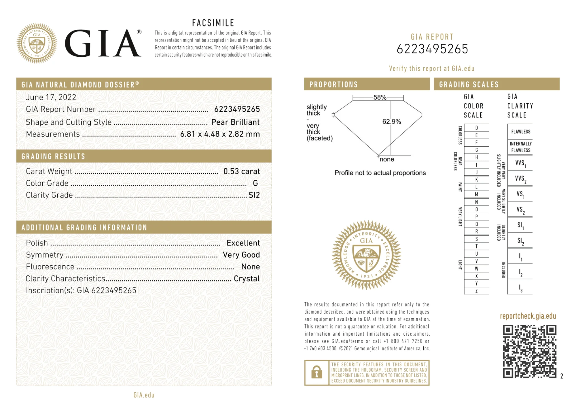 GIA Certified 0.53 Ct Pear cut G SI2 Loose Diamond - Image 4