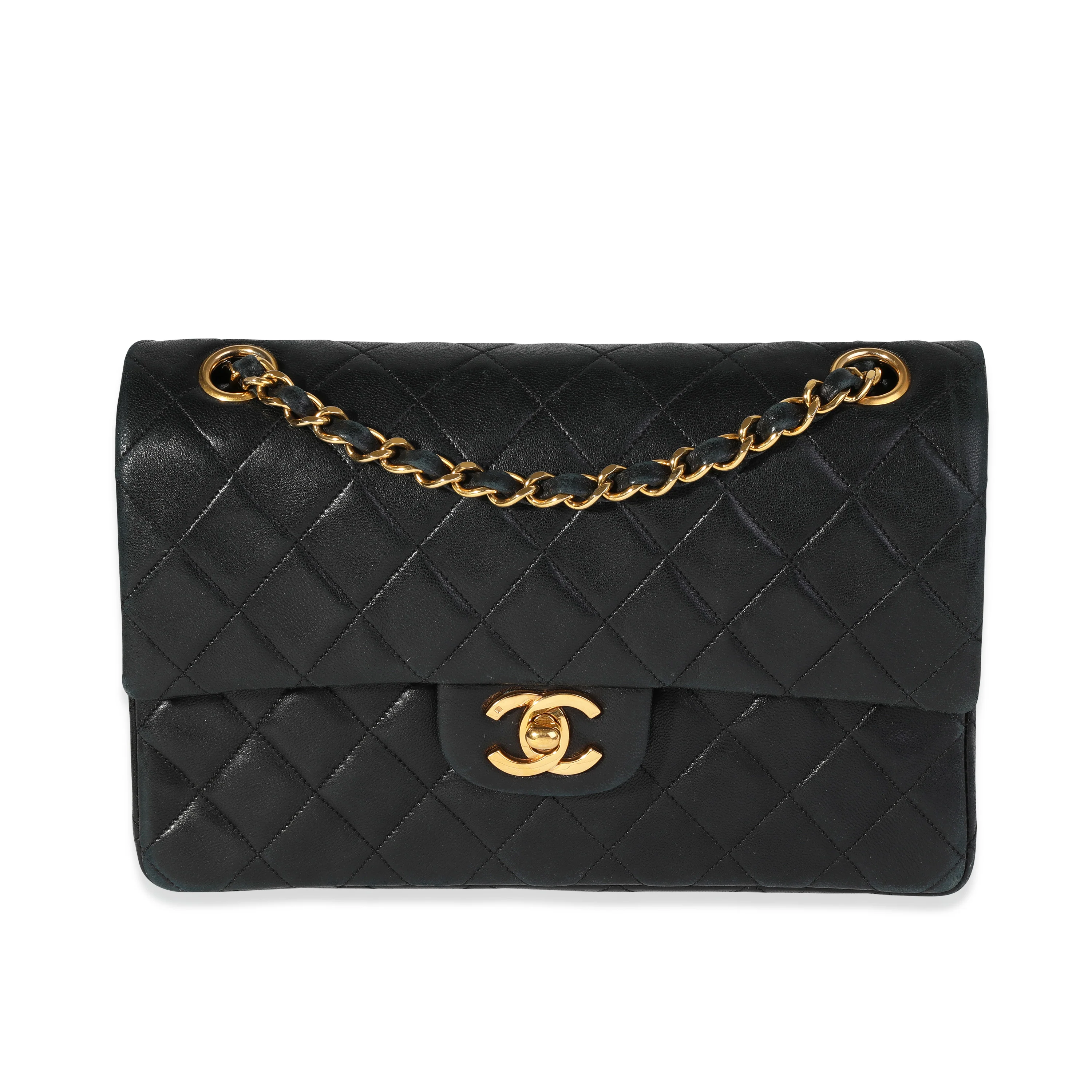 Chanel Vintage Black Quilted Lambskin Small Classic Double Flap Bag