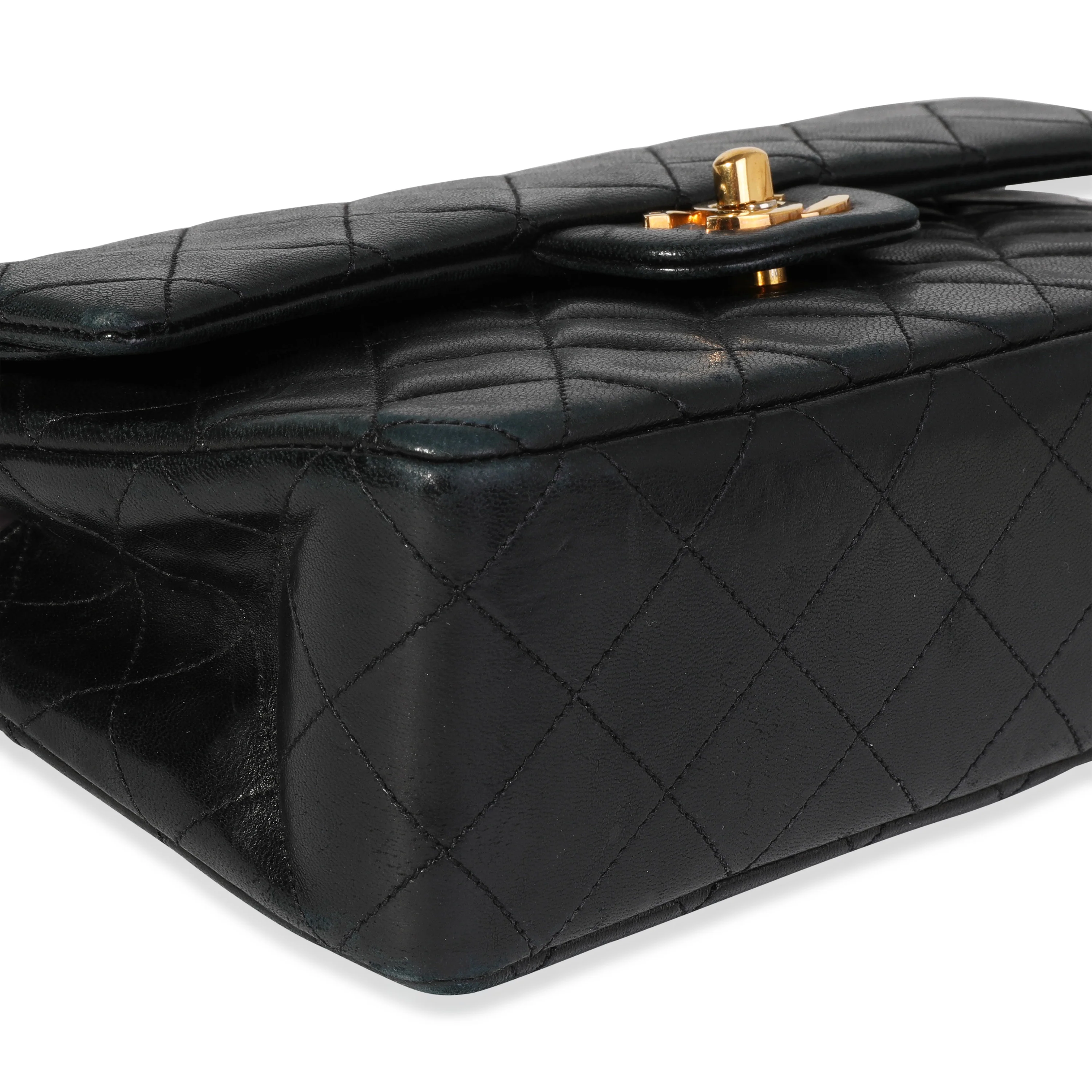 Chanel Vintage Black Quilted Lambskin Small Classic Double Flap Bag - Image 4