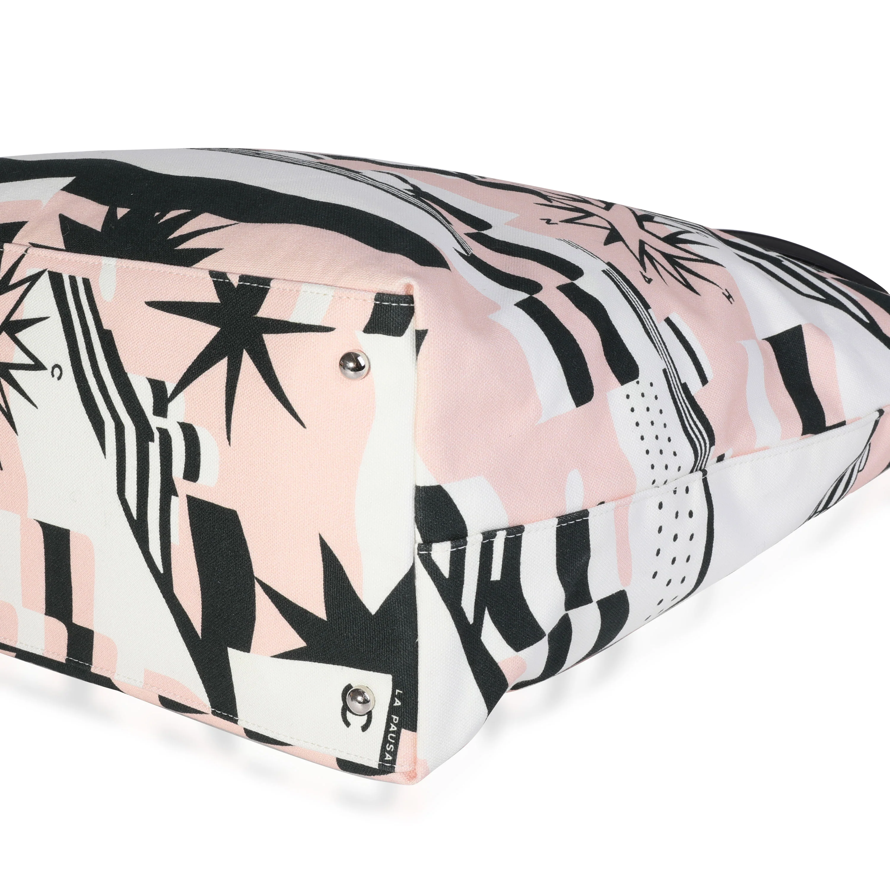 Black, Pink, & White Canvas La Pausa Shopping Tote - Image 7