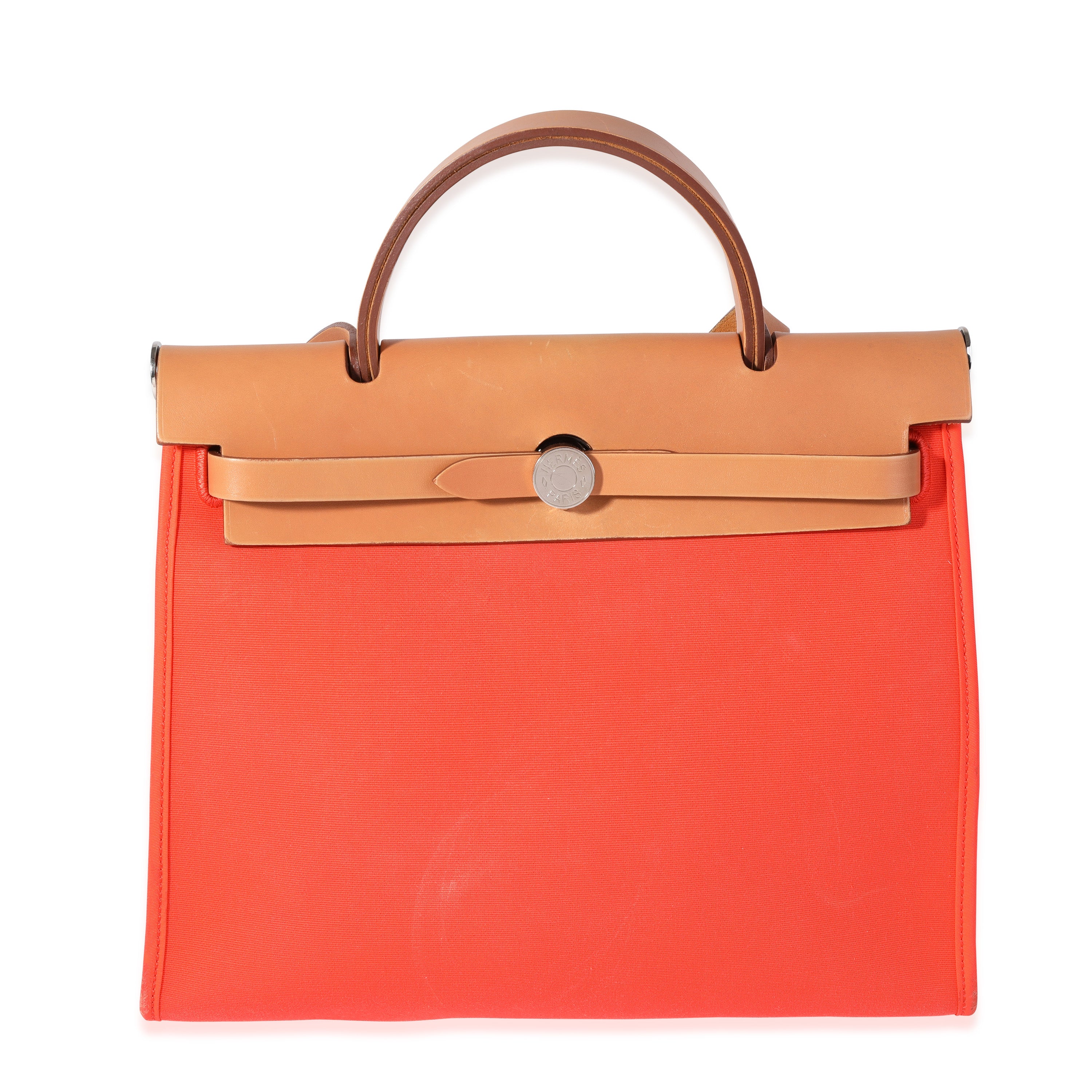Hermès Orange Toile & Natural Vache Hunter Herbag Zip 31 PHW