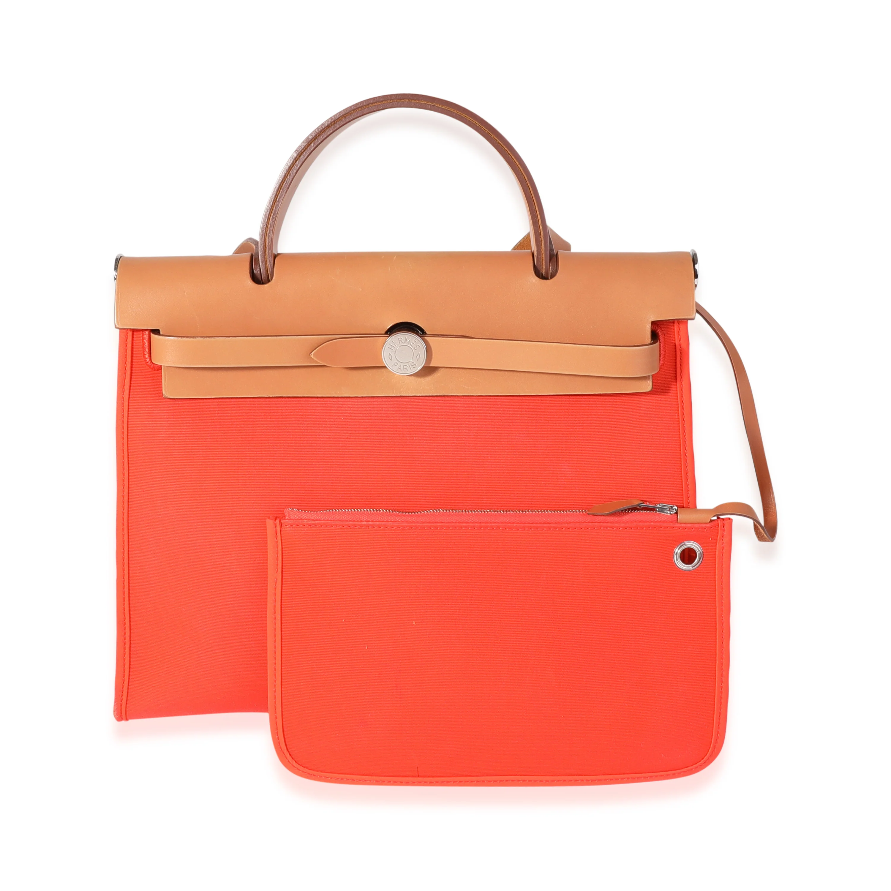 Hermès Orange Toile & Natural Vache Hunter Herbag Zip 31 PHW - Image 8