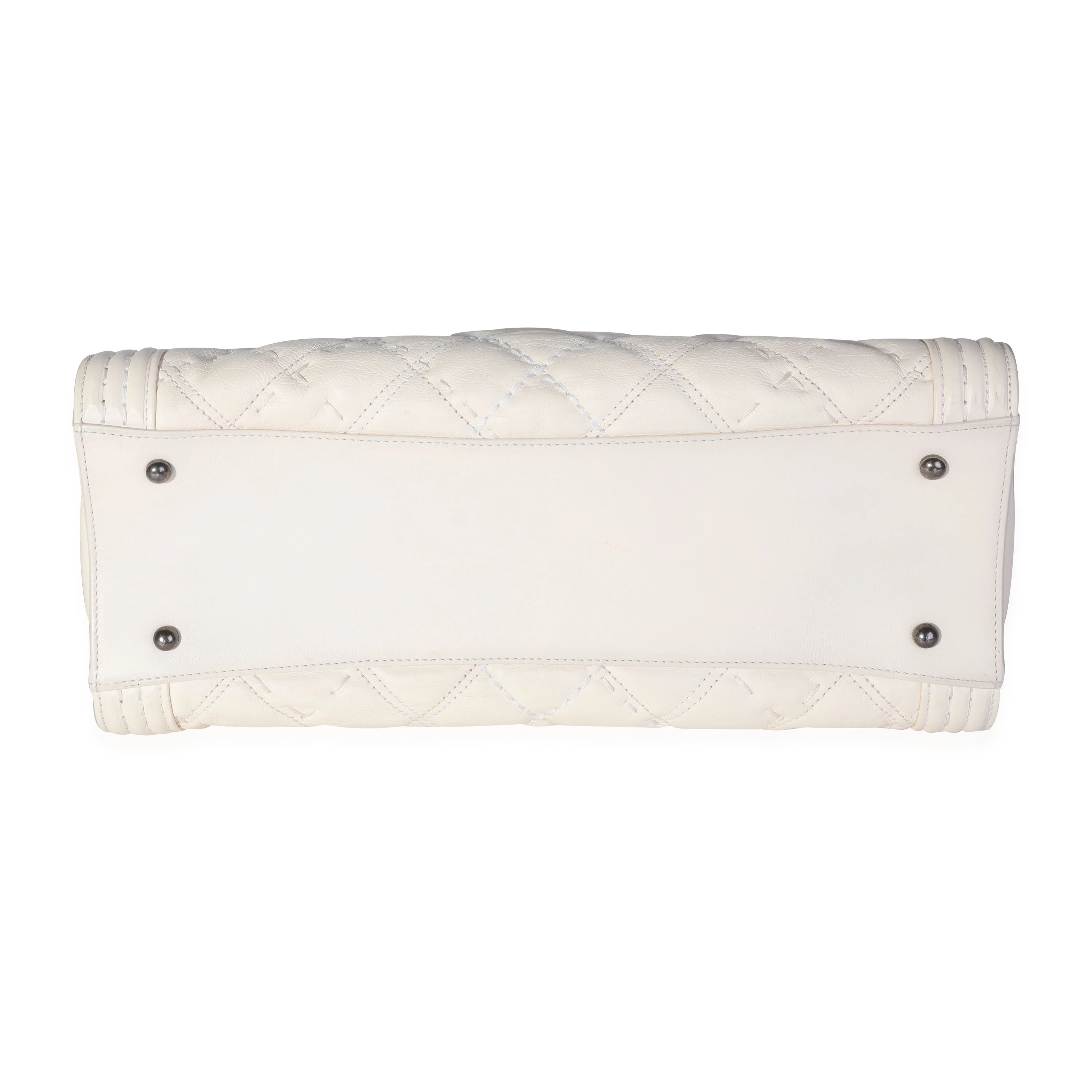 Chanel Cream Large Boy Shopping Tote - Image 4