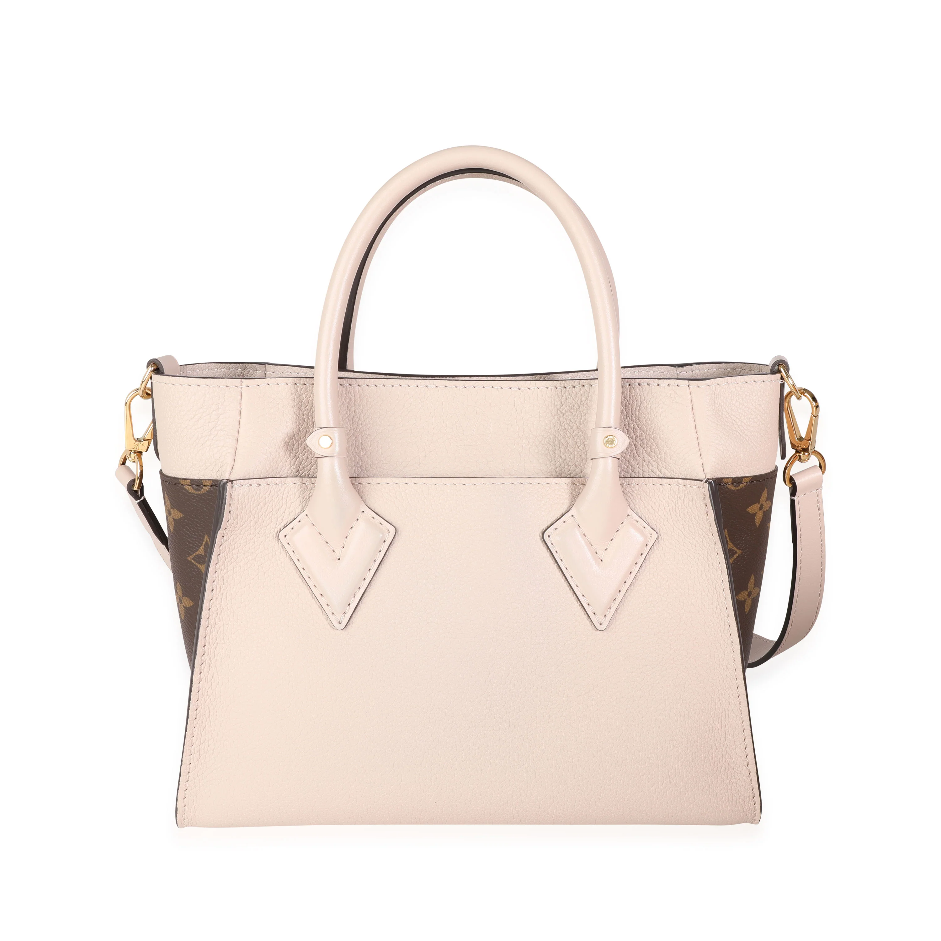 Louis Vuitton Greige Calfskin & Monogram Canvas On My Side Tote PM - Image 3