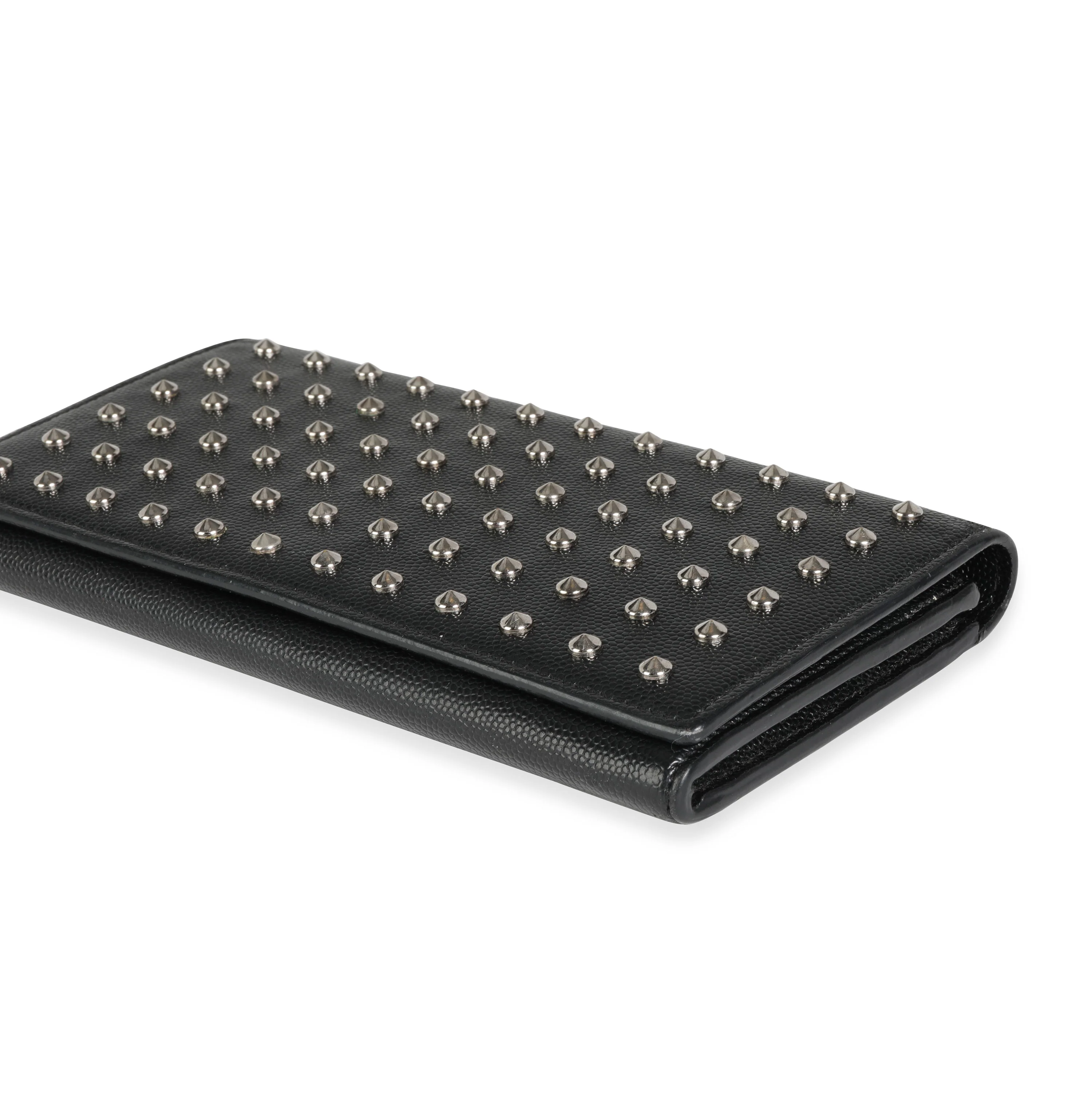 Black Grain De Poudre Leather Studded Classic Marquage Flap Wallet - Image 4