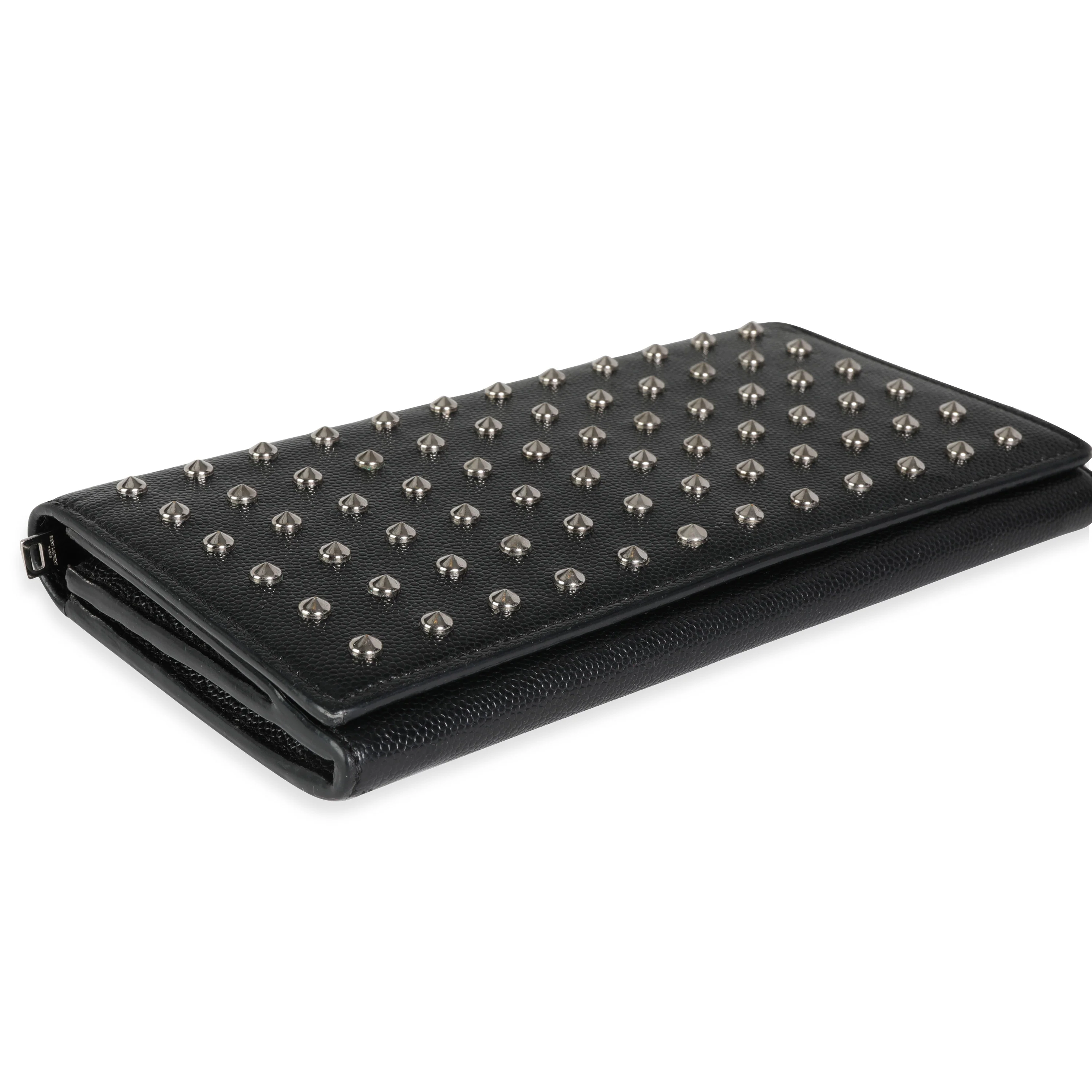 Black Grain De Poudre Leather Studded Classic Marquage Flap Wallet - Image 5