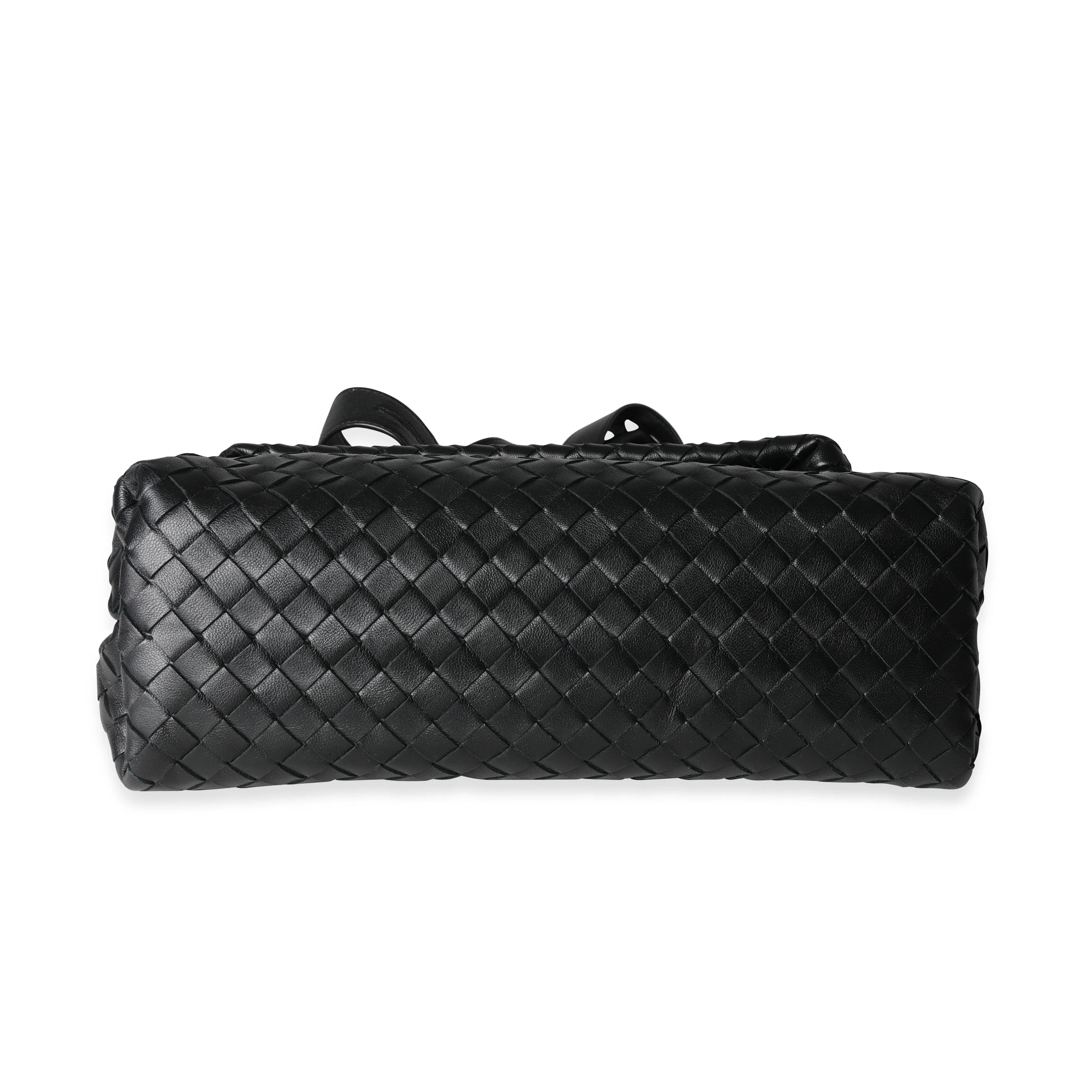 Black Intrecciato Leather Fold Crossbody Bag - Image 5
