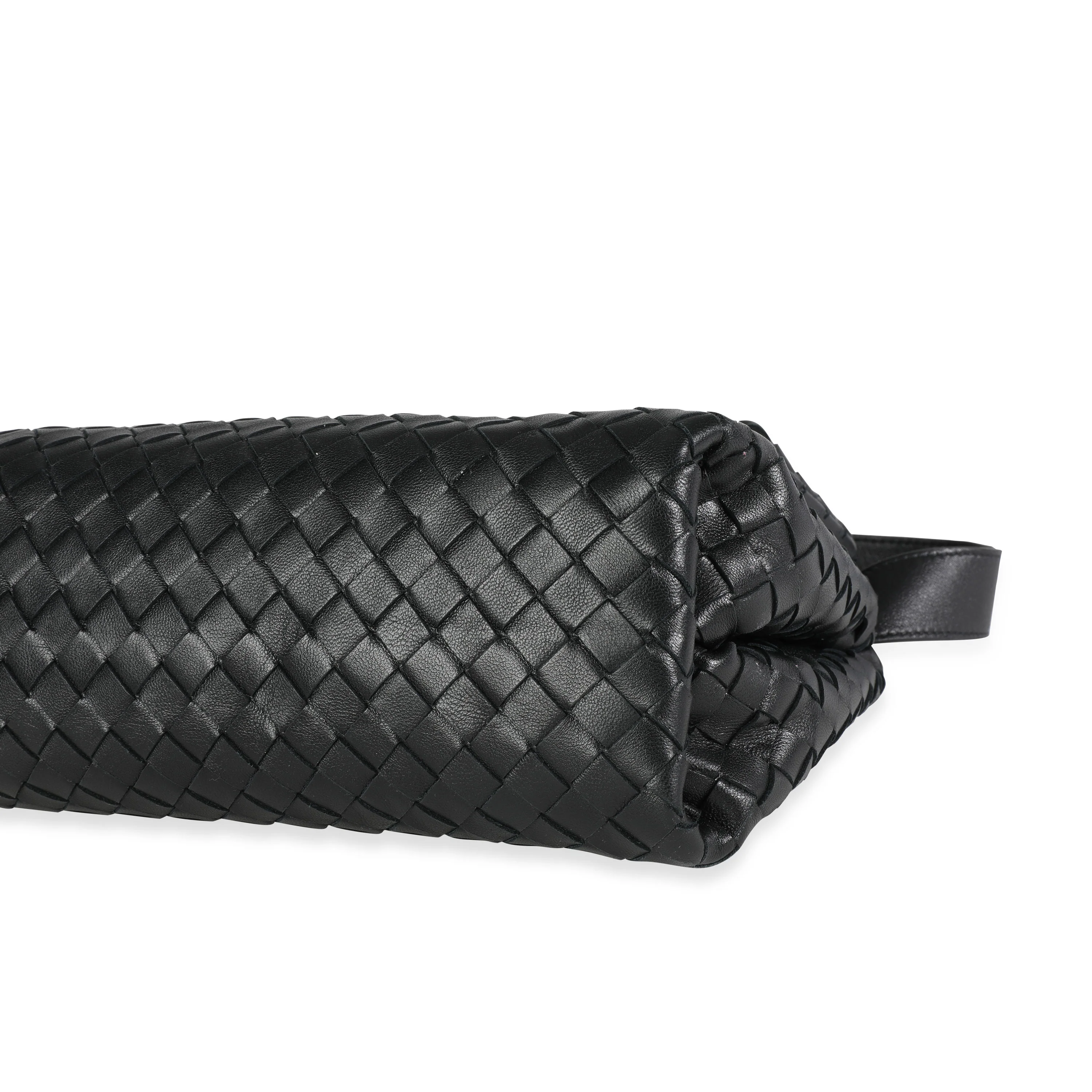 Black Intrecciato Leather Fold Crossbody Bag - Image 6