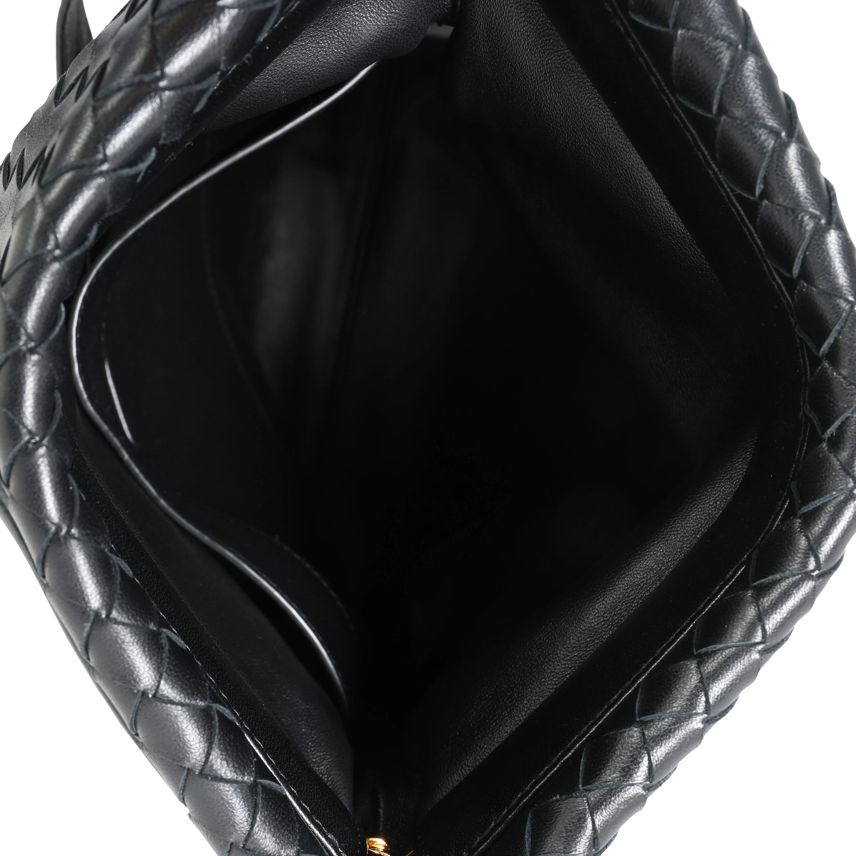 Black Intrecciato Leather Fold Crossbody Bag - Image 8