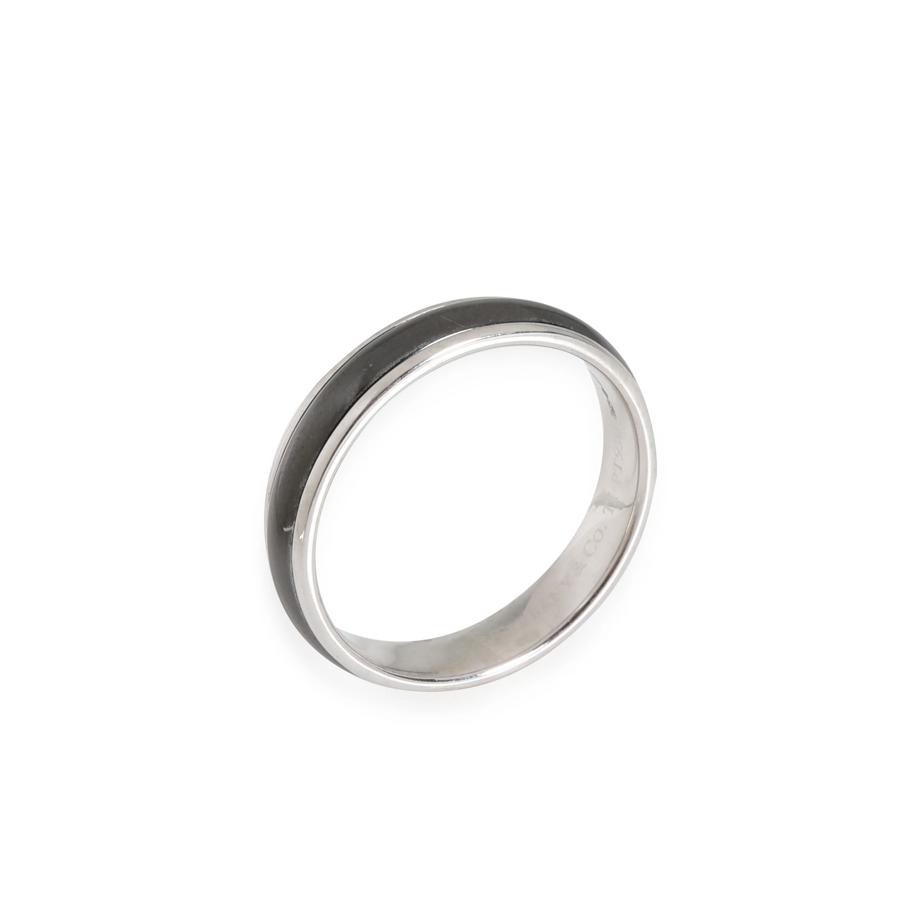 Black Titanium Wedding Band in 950 Platinum - Image 3