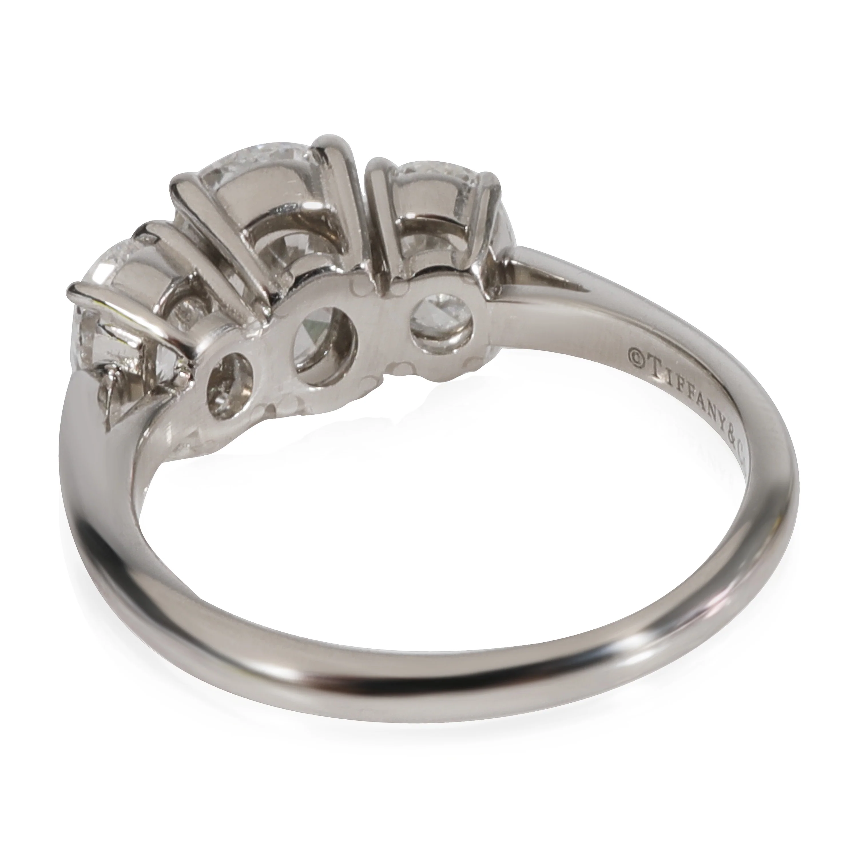 Tiffany & Co. Three Stone Diamond Engagement Ring in Platinum E VS1 1.70 CTW - Image 3