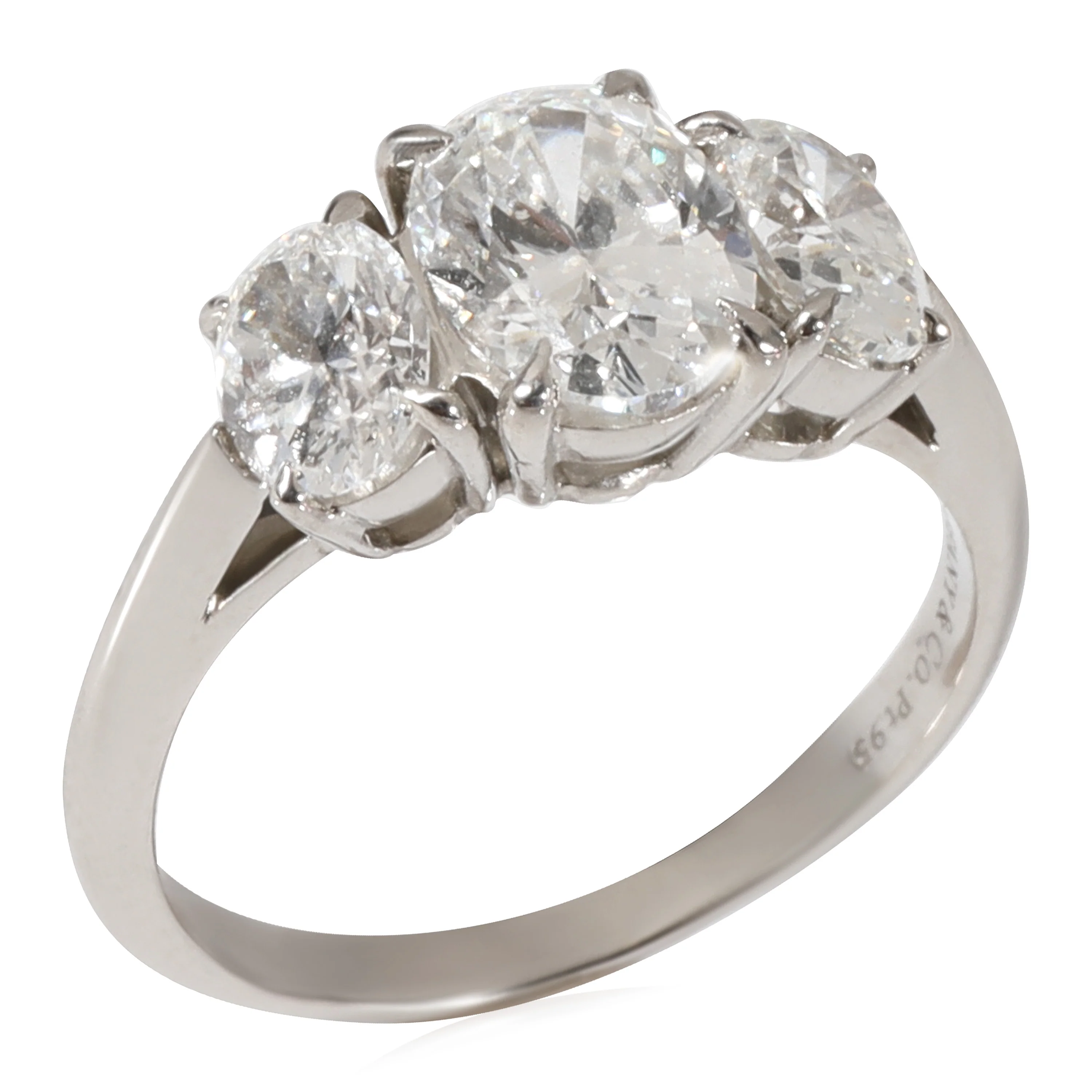 Tiffany & Co. Three Stone Diamond Engagement Ring in Platinum E VS1 1.70 CTW - Image 4