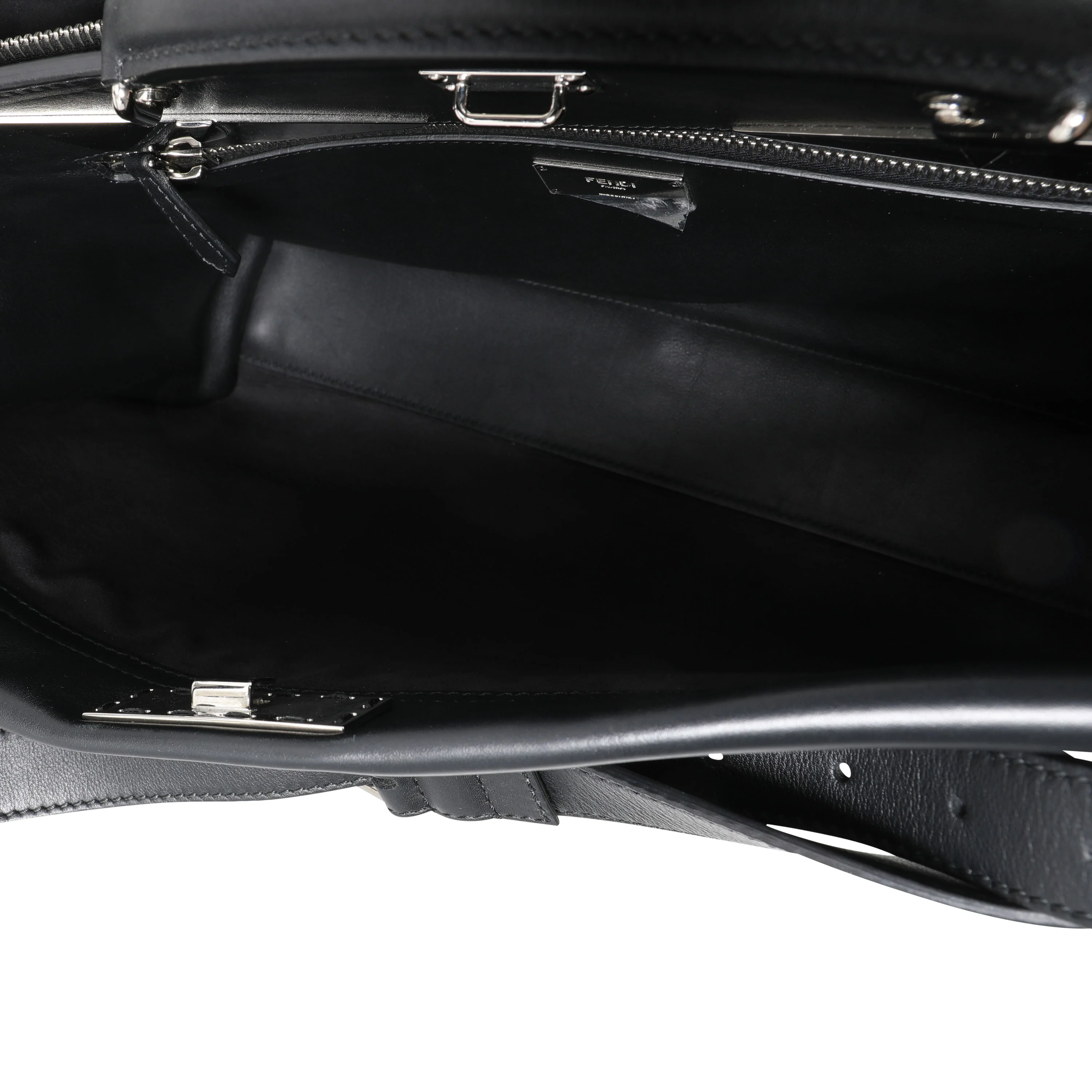 Fendi Black Leather Peekaboo Monster Large Briefcase Bag - Image 8