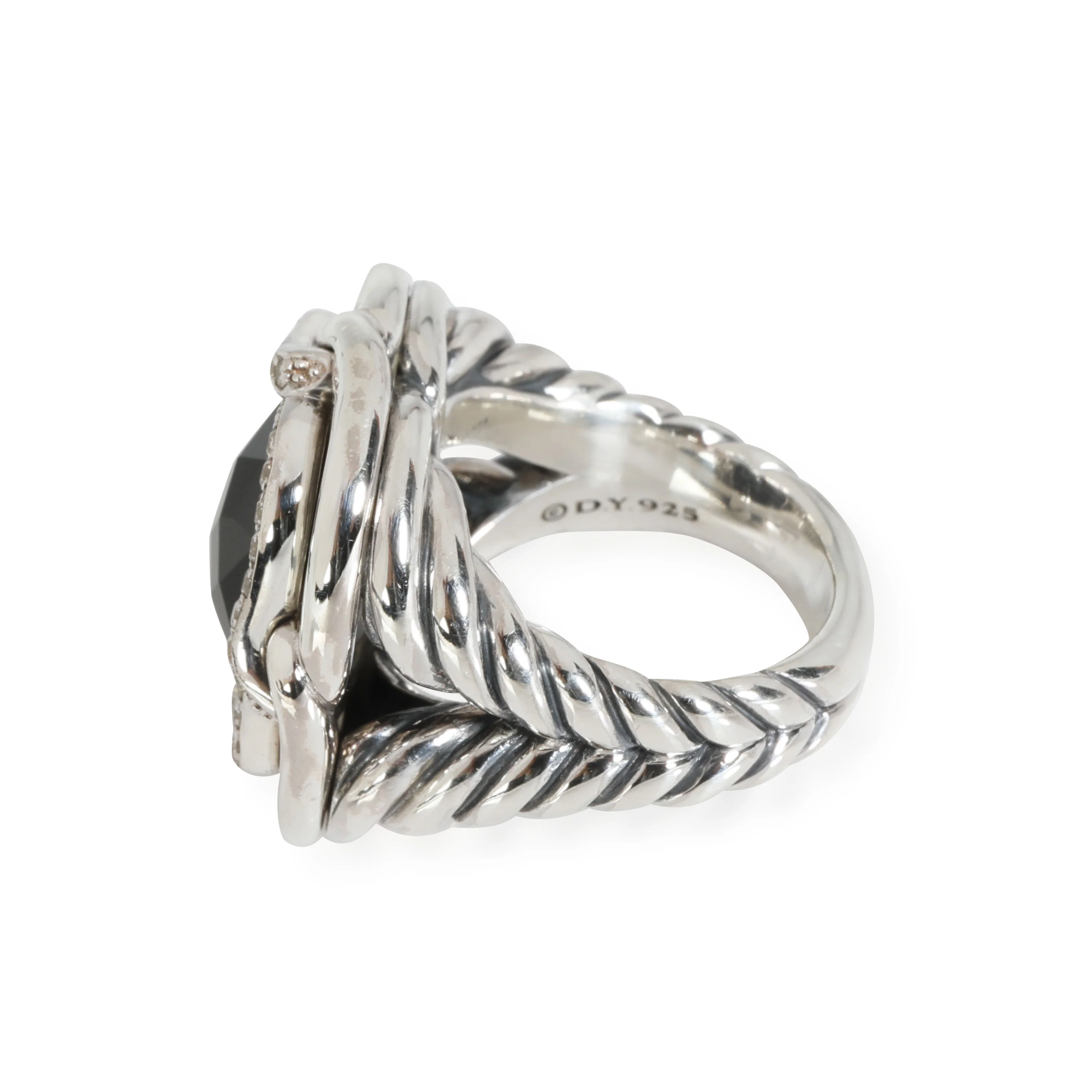 David Yurman Labyrinth Onyx Diamond Ring in Sterling Silver 0.35 CTW - Image 4