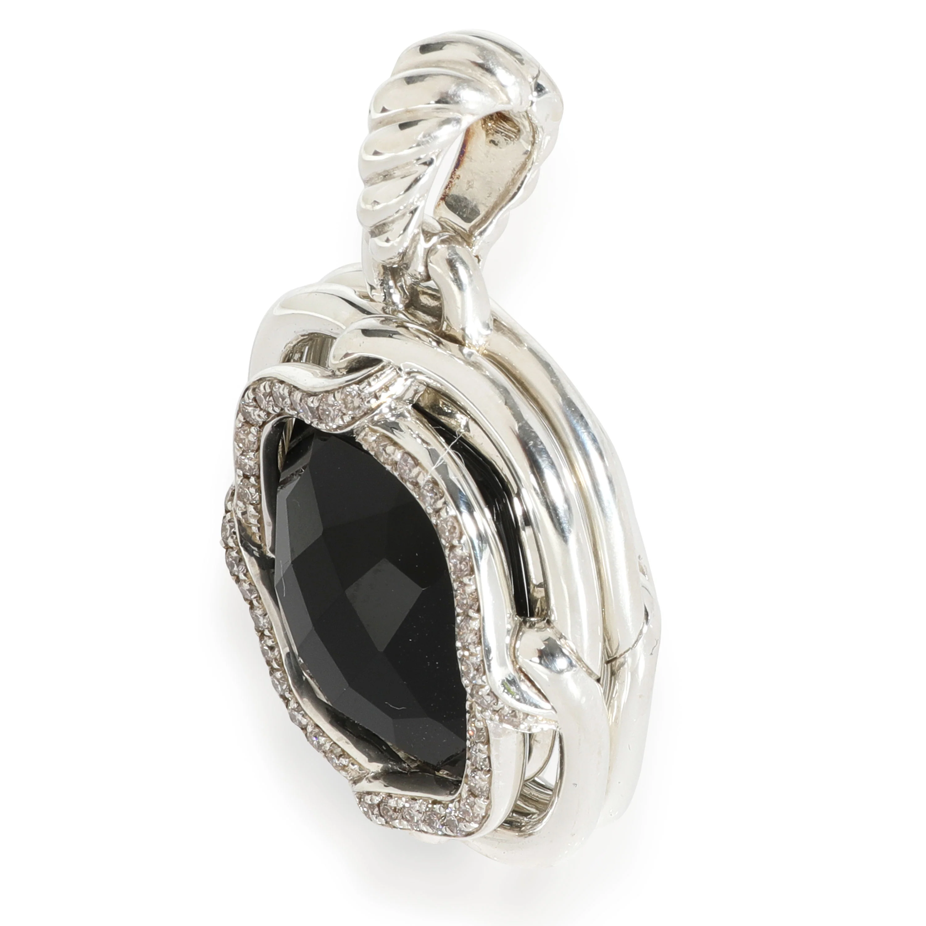 David Yurman Labyrinth Onyx Diamond Enhancer Pendant in Sterling Silver 0.41 CTW - Image 2