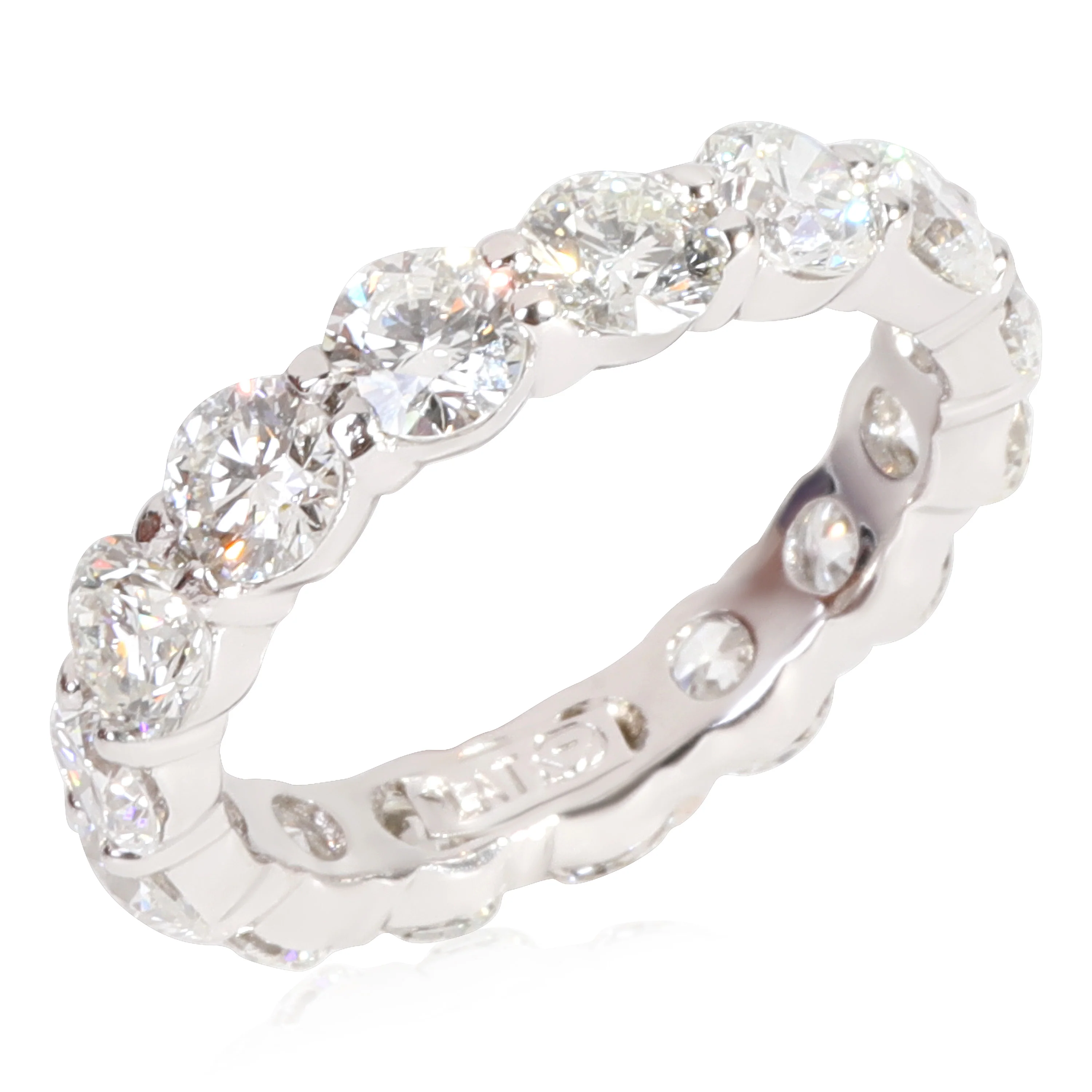 Round Cut Diamond Eternity Band in Platinum 3 1/2 Ctw - Image 3