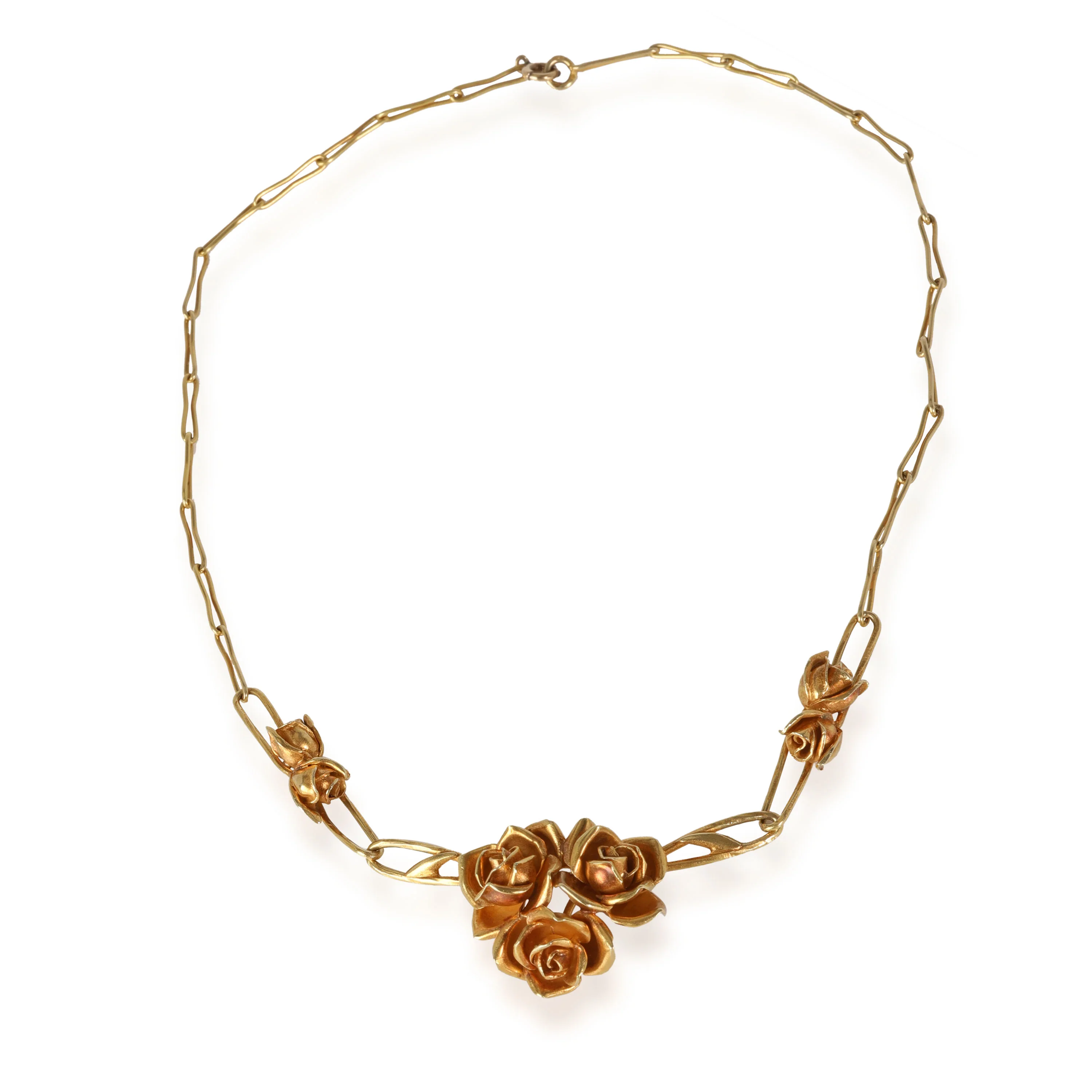Vintage   Arnould Rose Necklace on Paper Clip Chain in 18K Yellow Gold - Image 2