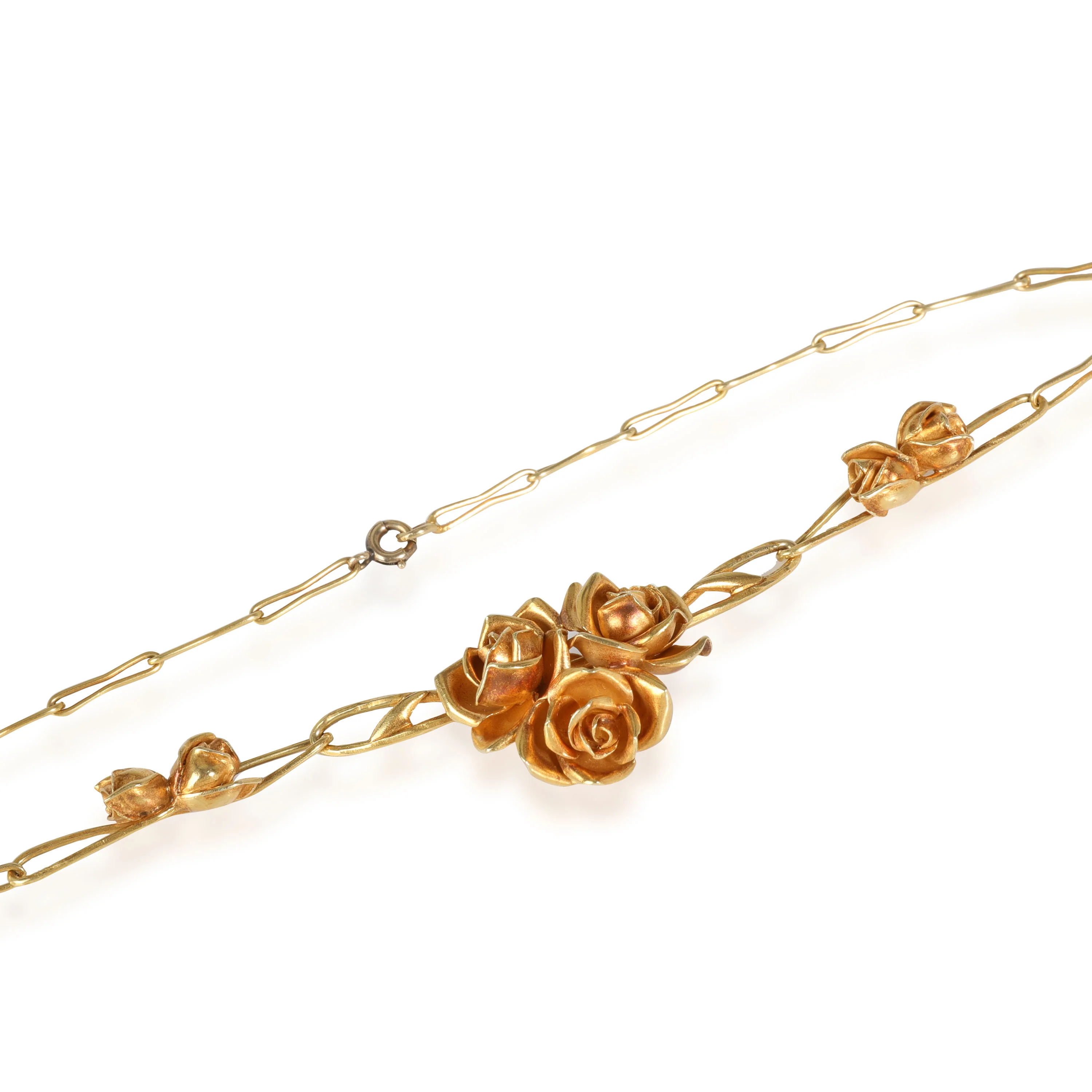 Vintage   Arnould Rose Necklace on Paper Clip Chain in 18K Yellow Gold - Image 3