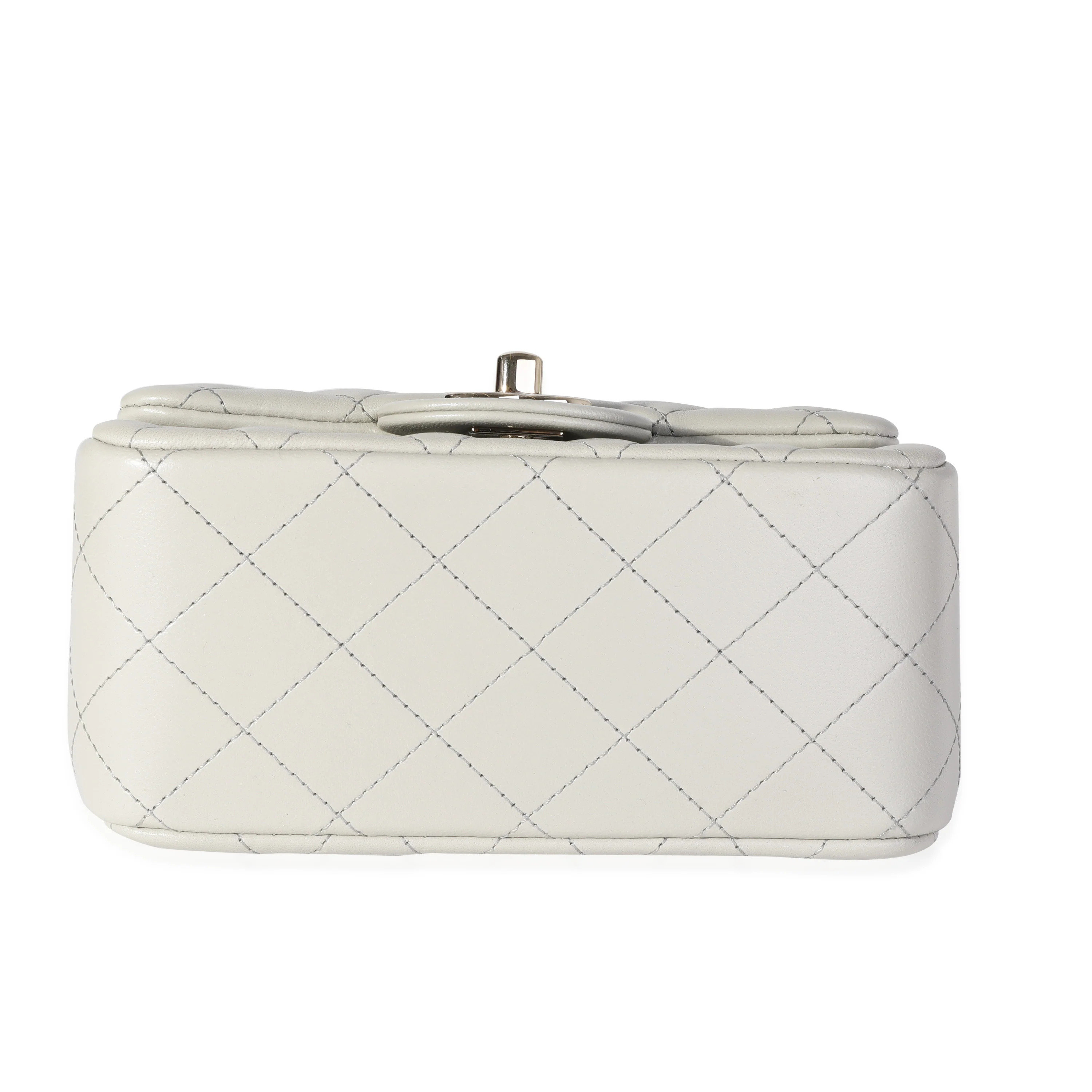 Chanel Light Grey Quilted Lambskin Mini Square Classic Flap Bag - Image 5