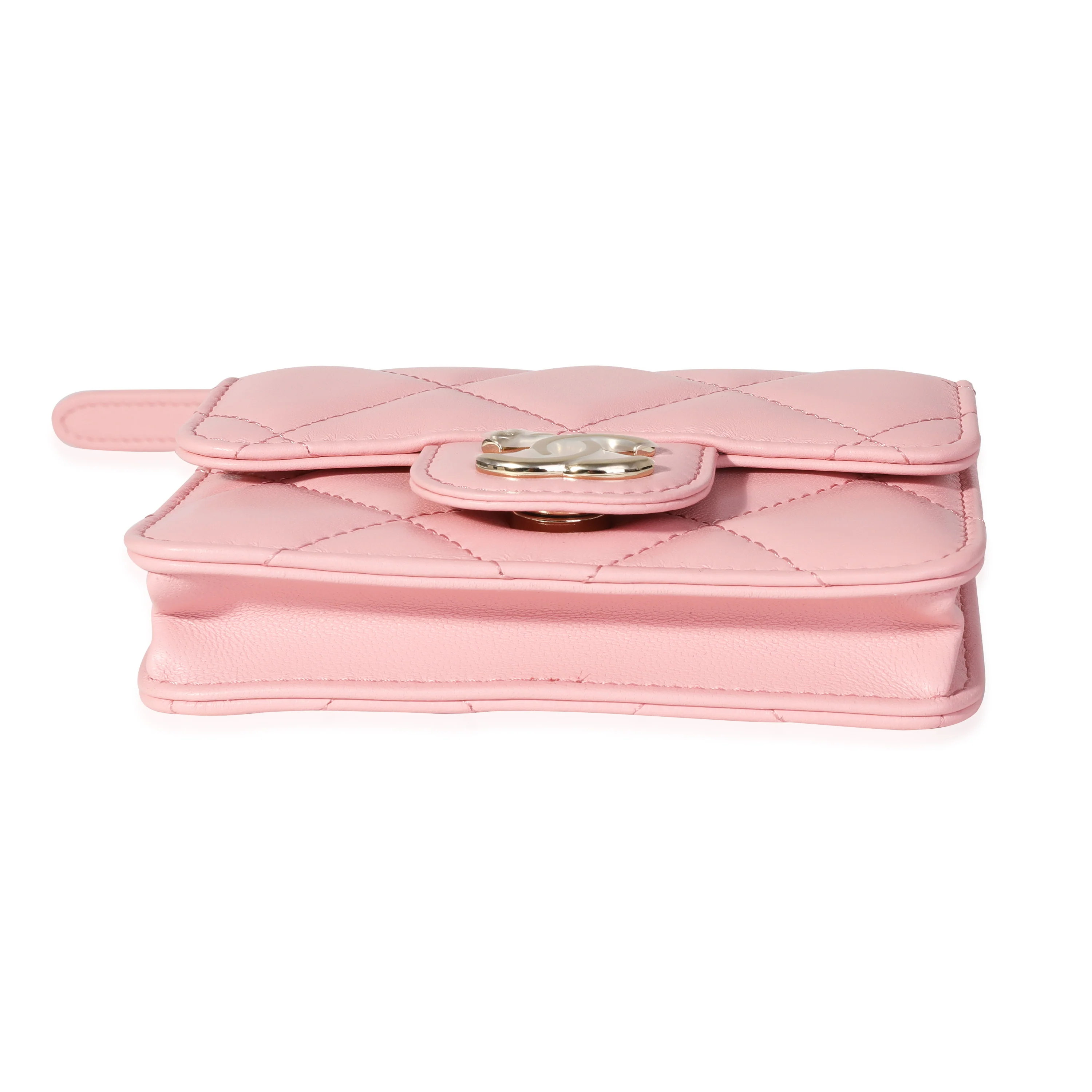 Pink Quilted Lambskin Elegant Chain Belt Bag - Image 4
