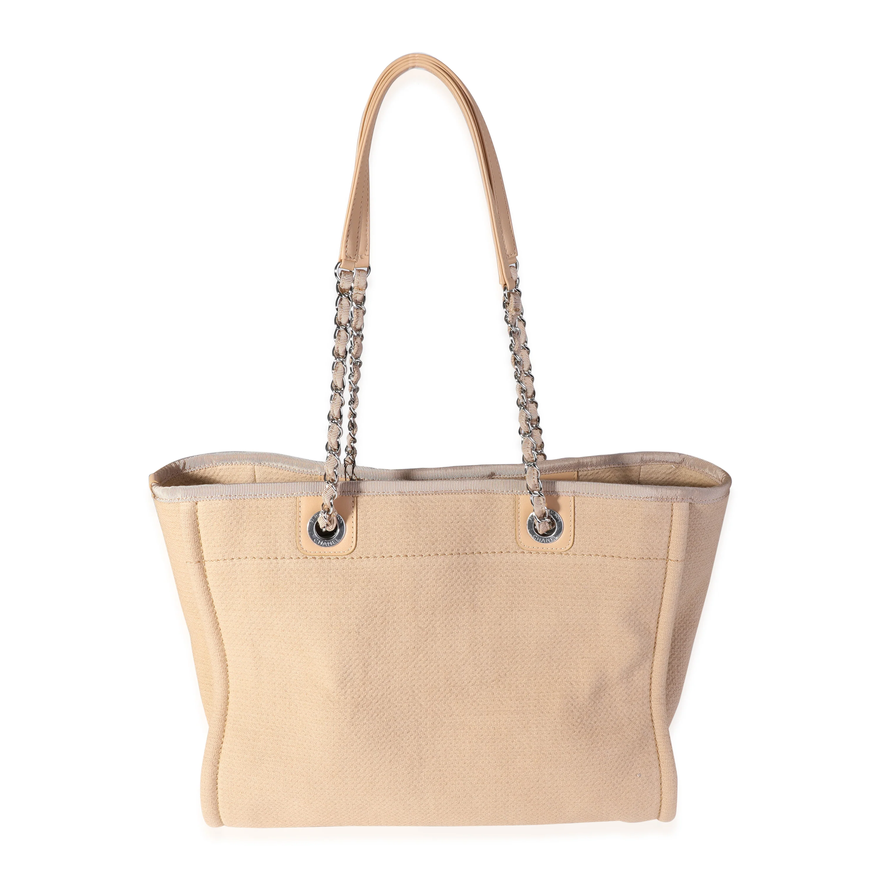 Chanel Beige Canvas Small Deauville Tote - Image 3