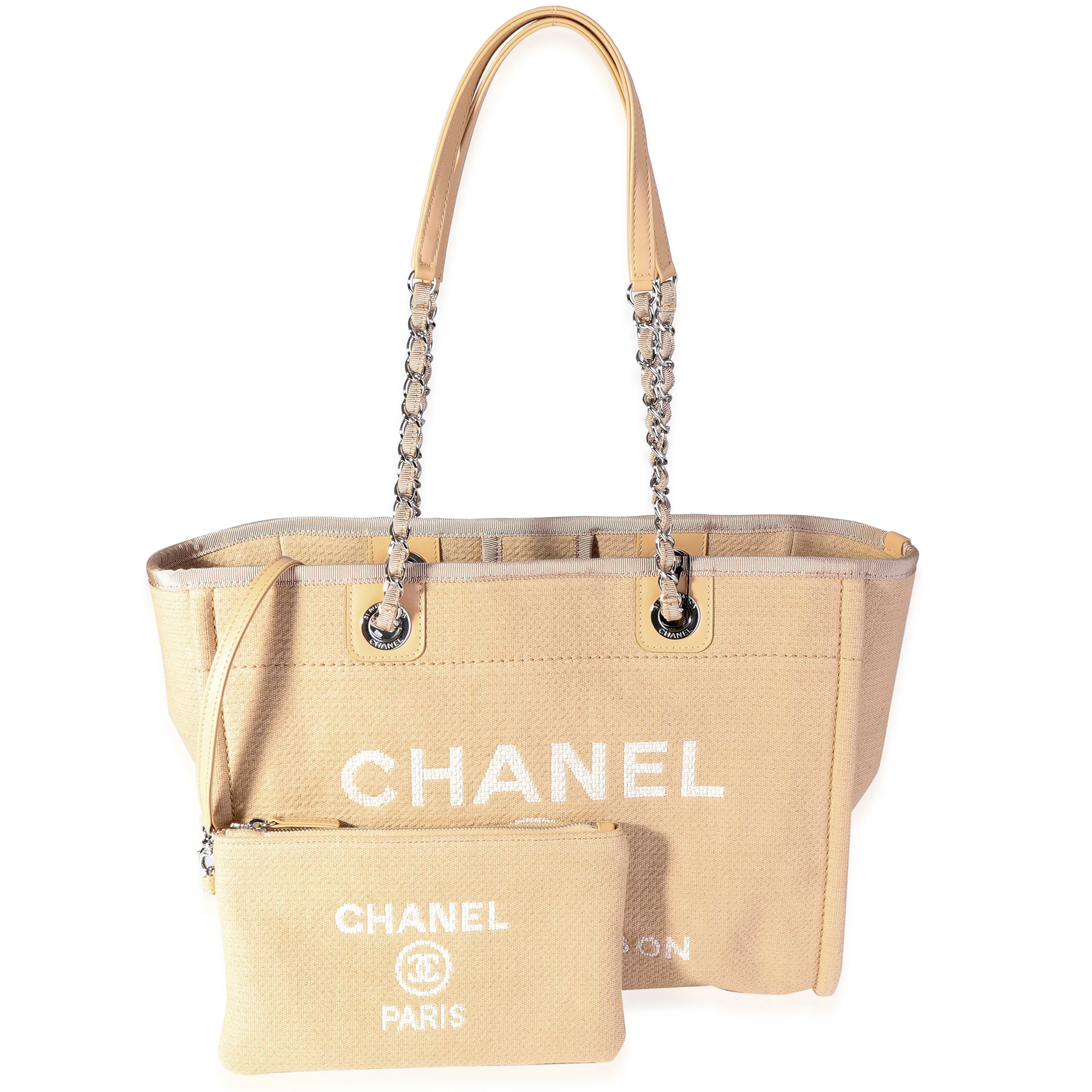 Chanel Beige Canvas Small Deauville Tote - Image 8