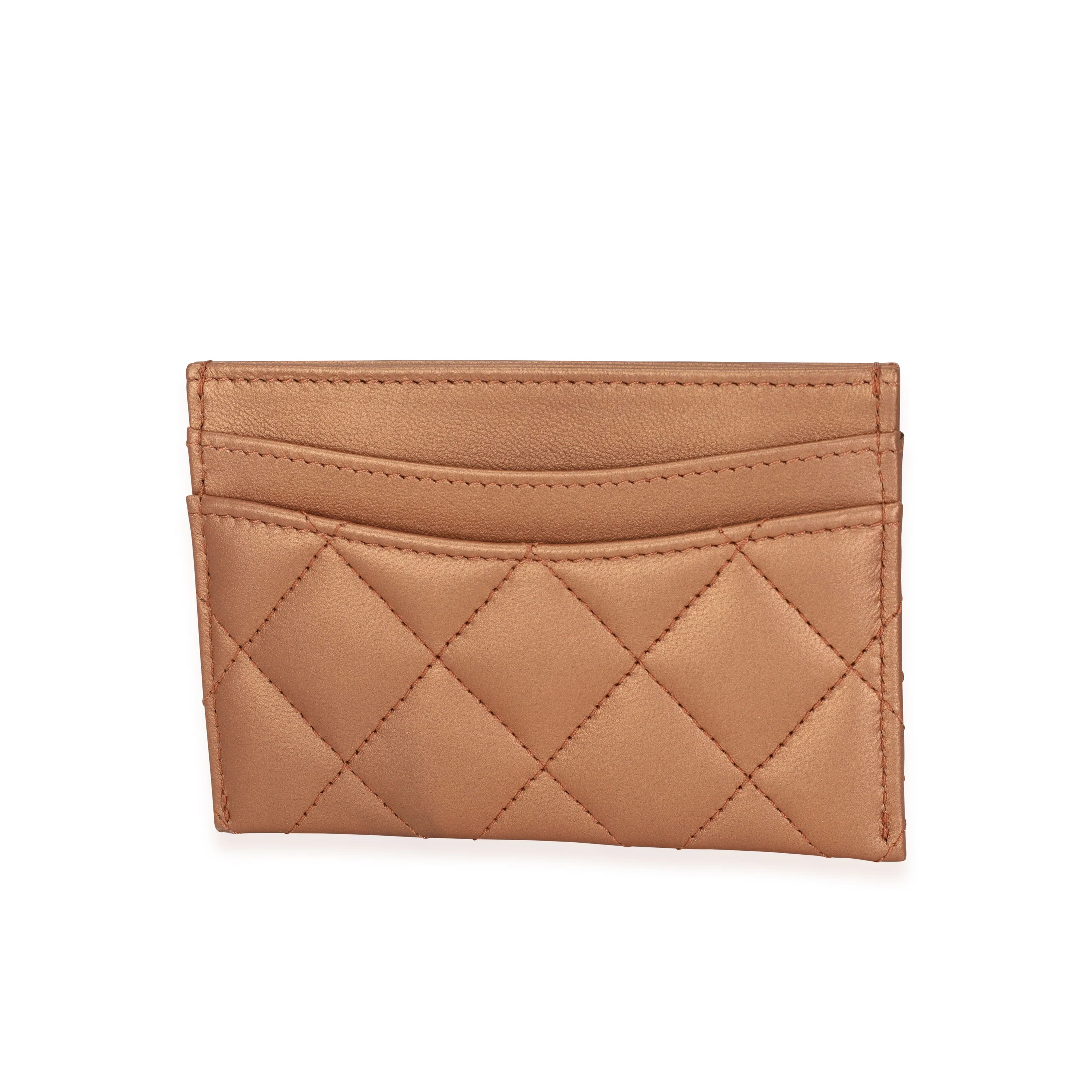 Chanel Bronze Quilted Lambskin Leather Card Holder - Image 3