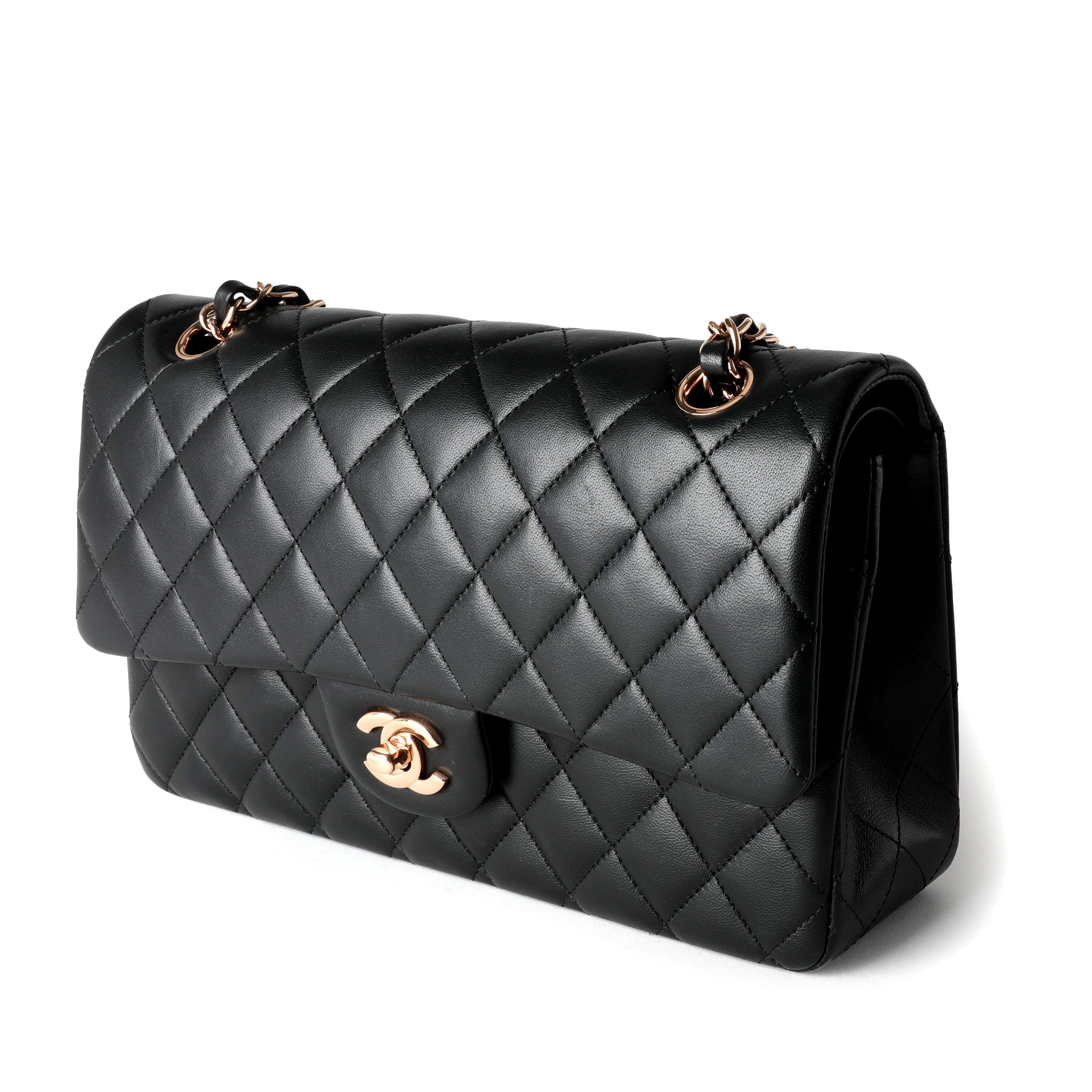 Chanel Black Quilted Lambskin Medium Classic Double Flap Bag RGHW - Image 2