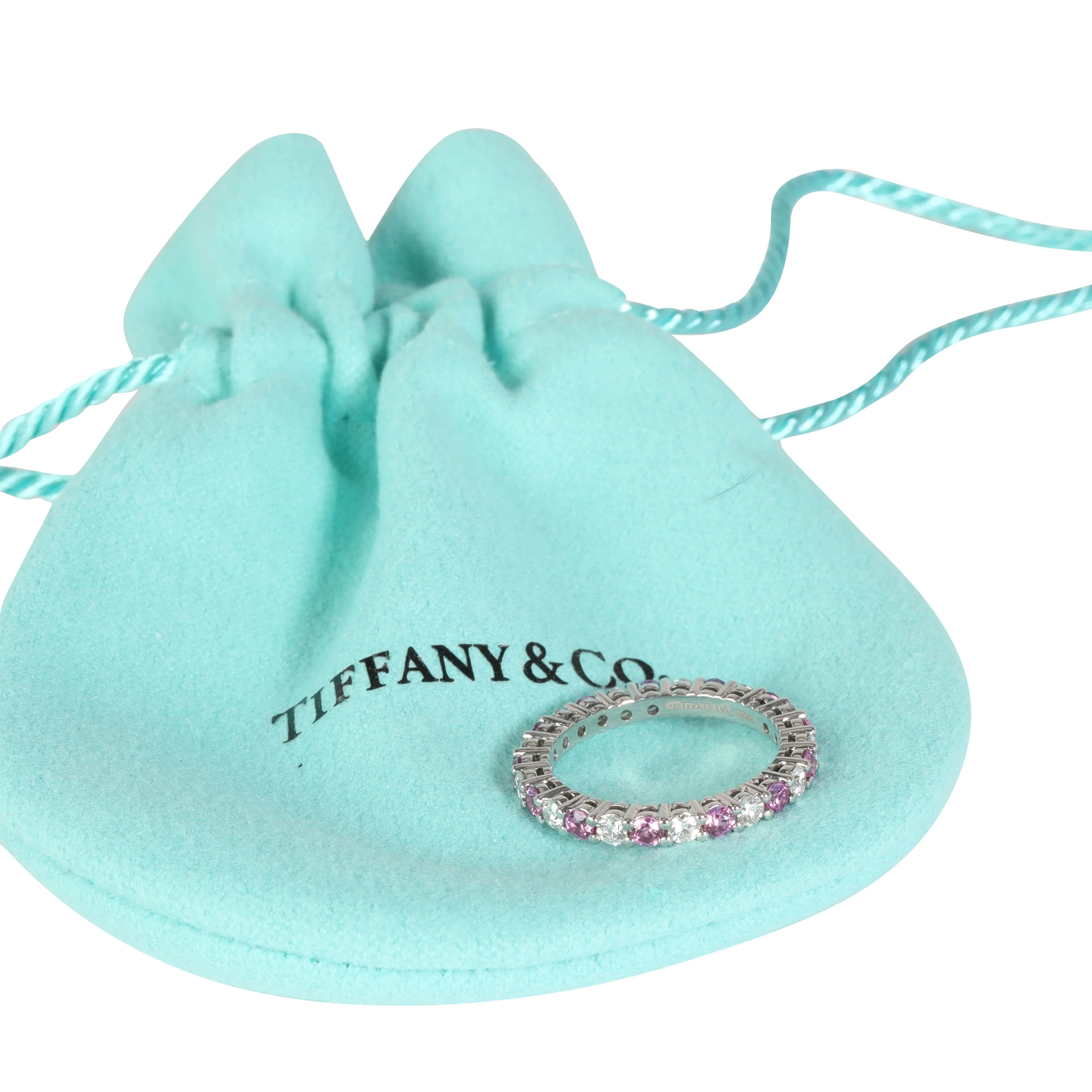 Tiffany & Co. Sapphire Diamond Band in 950 Platinum Pink 0.39 CTW - Image 4