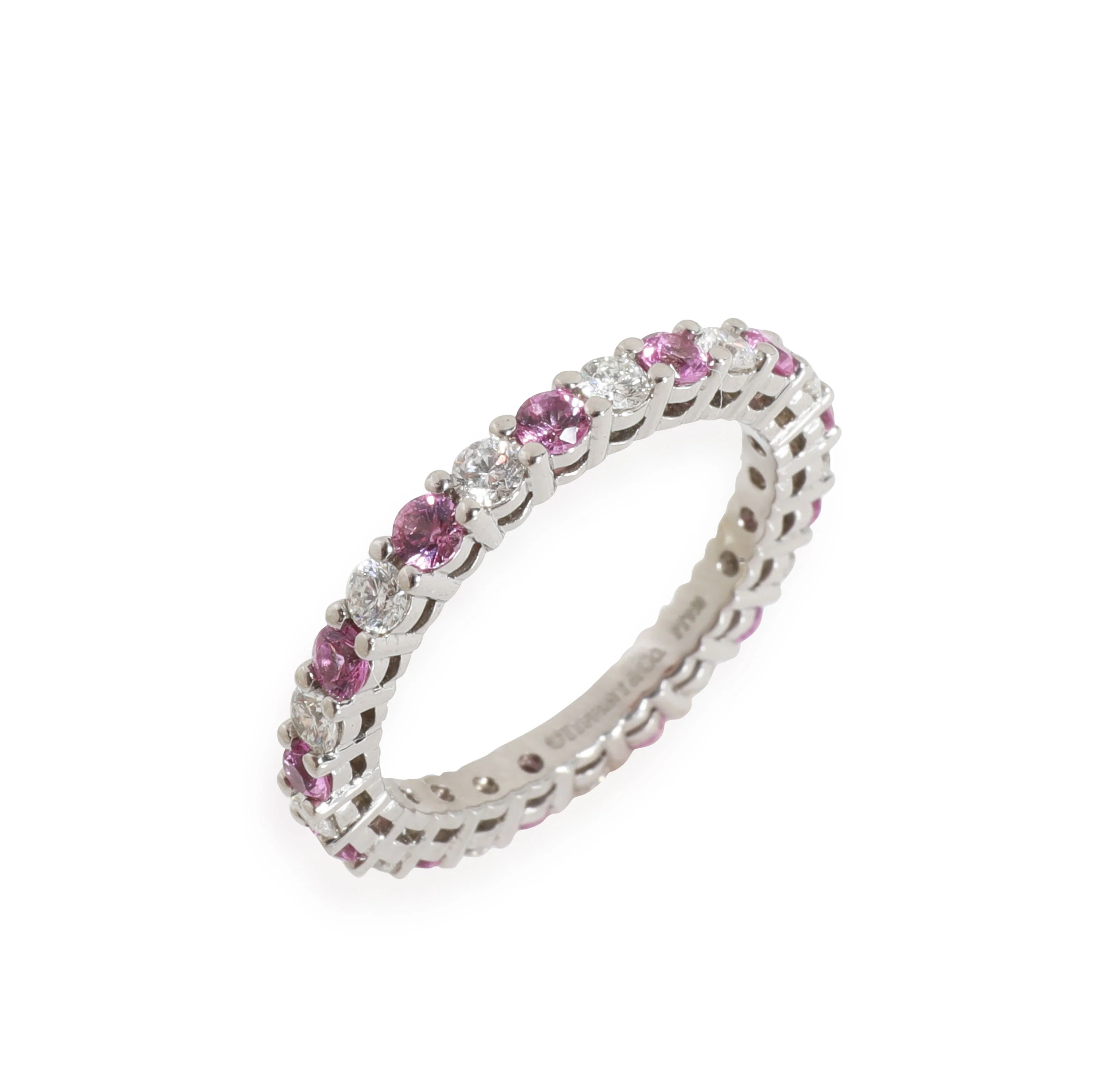 Tiffany & Co. Sapphire Diamond Band in 950 Platinum Pink 0.39 CTW - Image 5