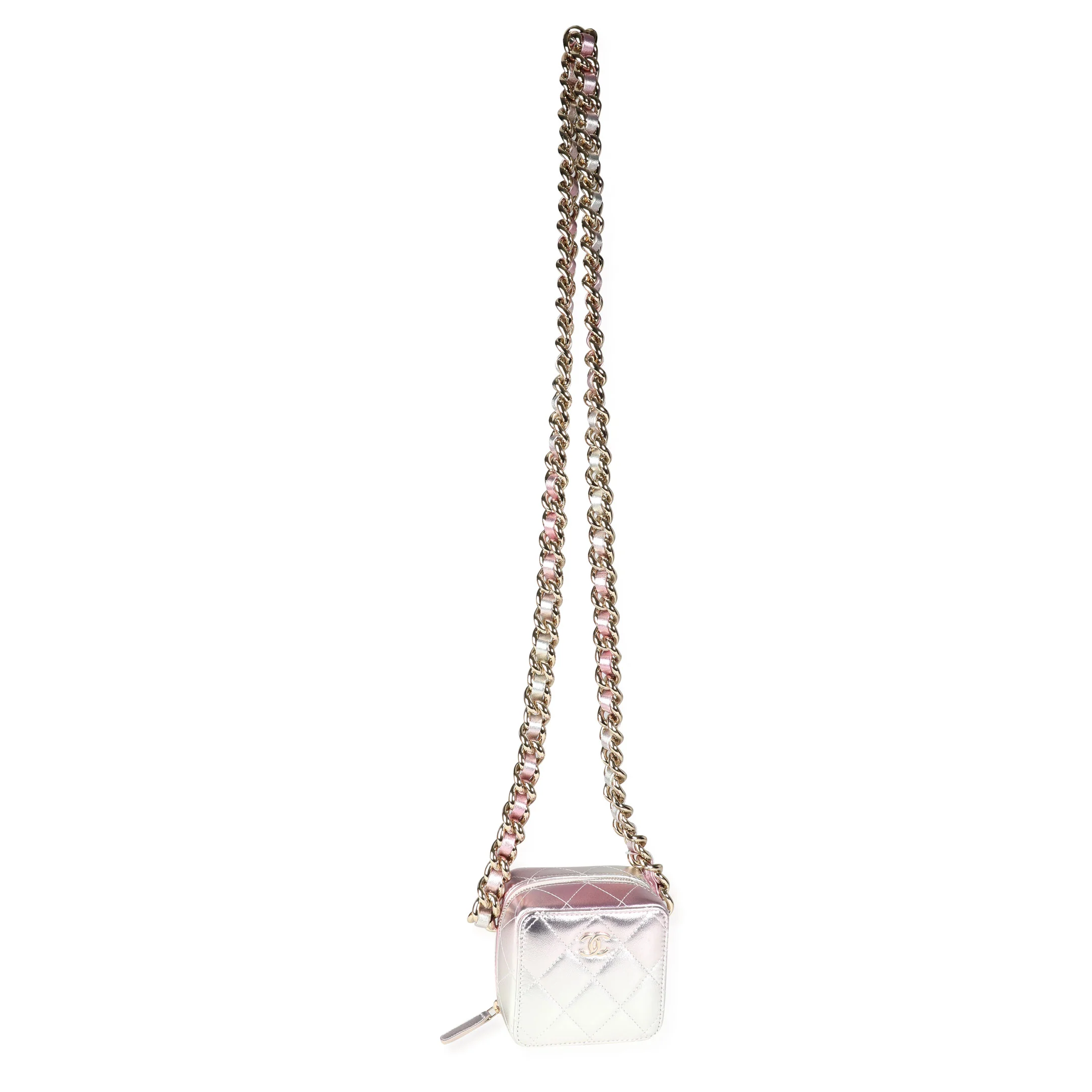 Iridescent Quilted Lambskin Like a Wallet Cube Chain Bag - Image 4