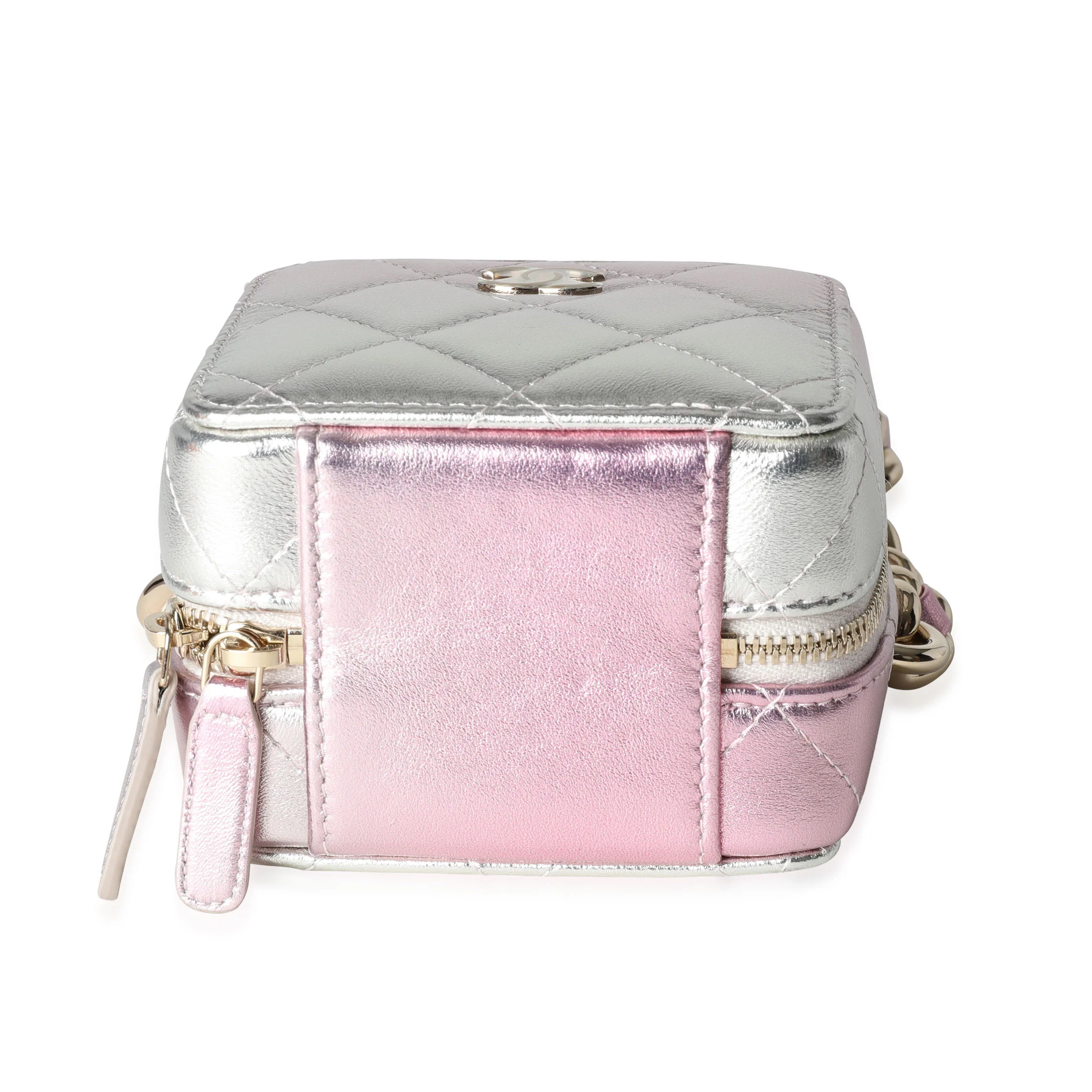 Iridescent Quilted Lambskin Like a Wallet Cube Chain Bag - Image 5