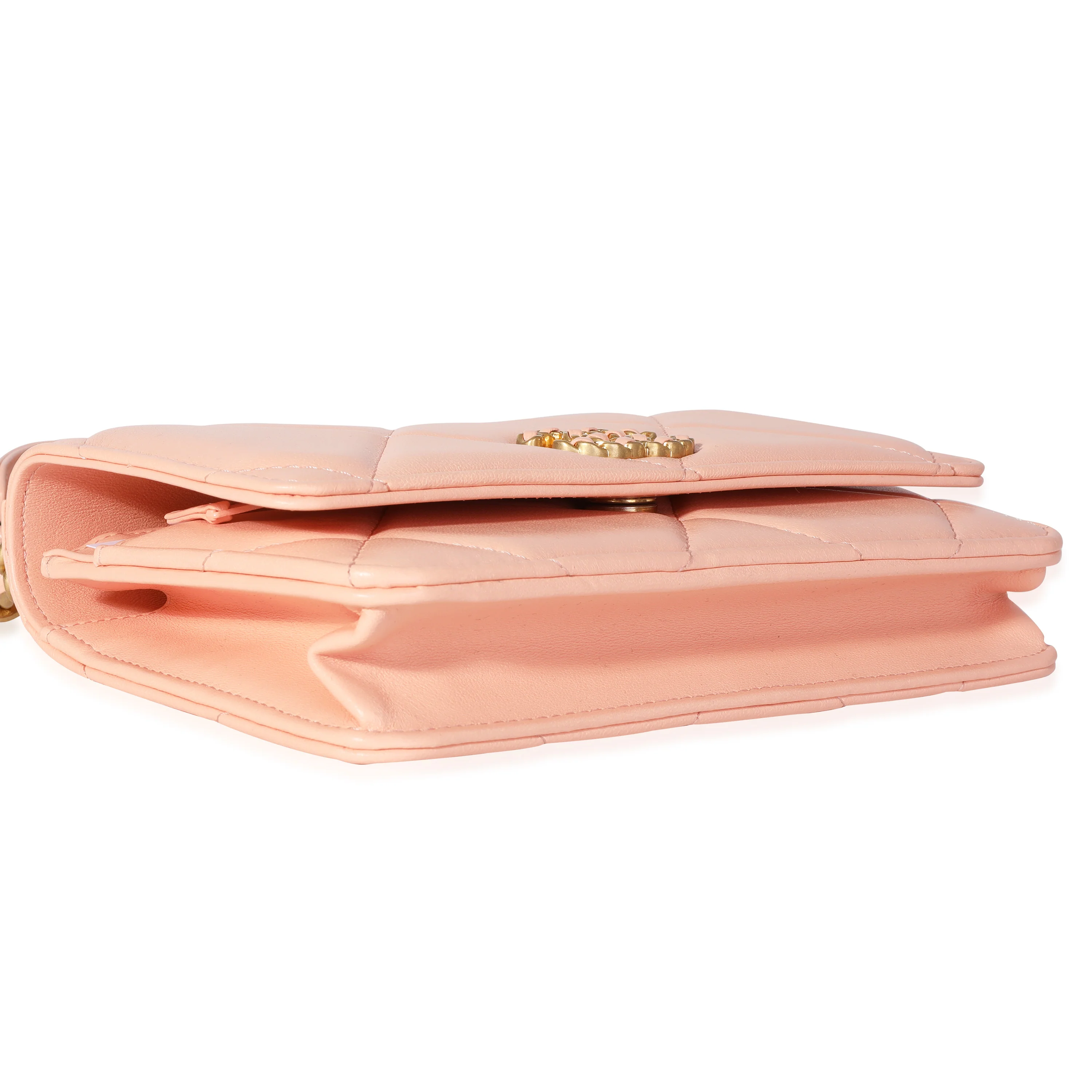 Chanel Orange Claire Quilted Lambskin Chanel 19 WOC - Image 6