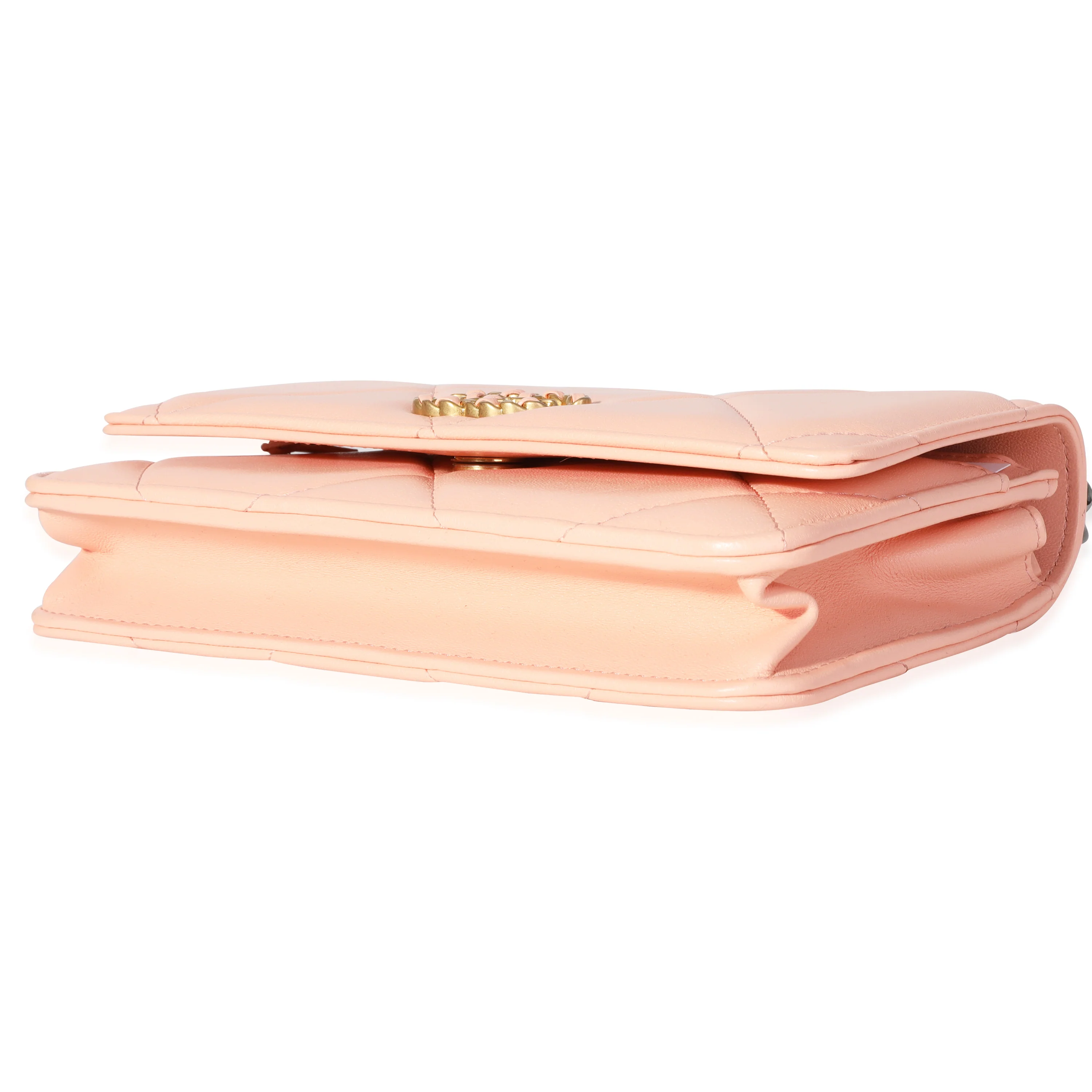 Chanel Orange Claire Quilted Lambskin Chanel 19 WOC - Image 7