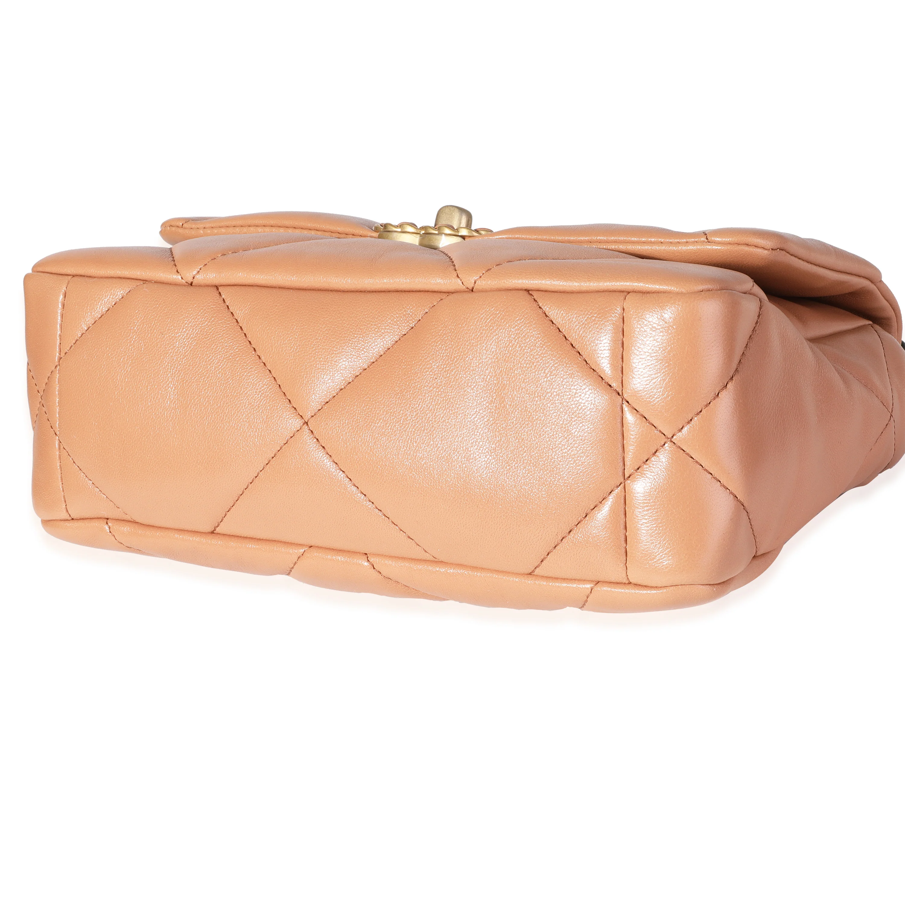 Chanel Tan Quilted Lambskin Medium Chanel 19 Bag - Image 6