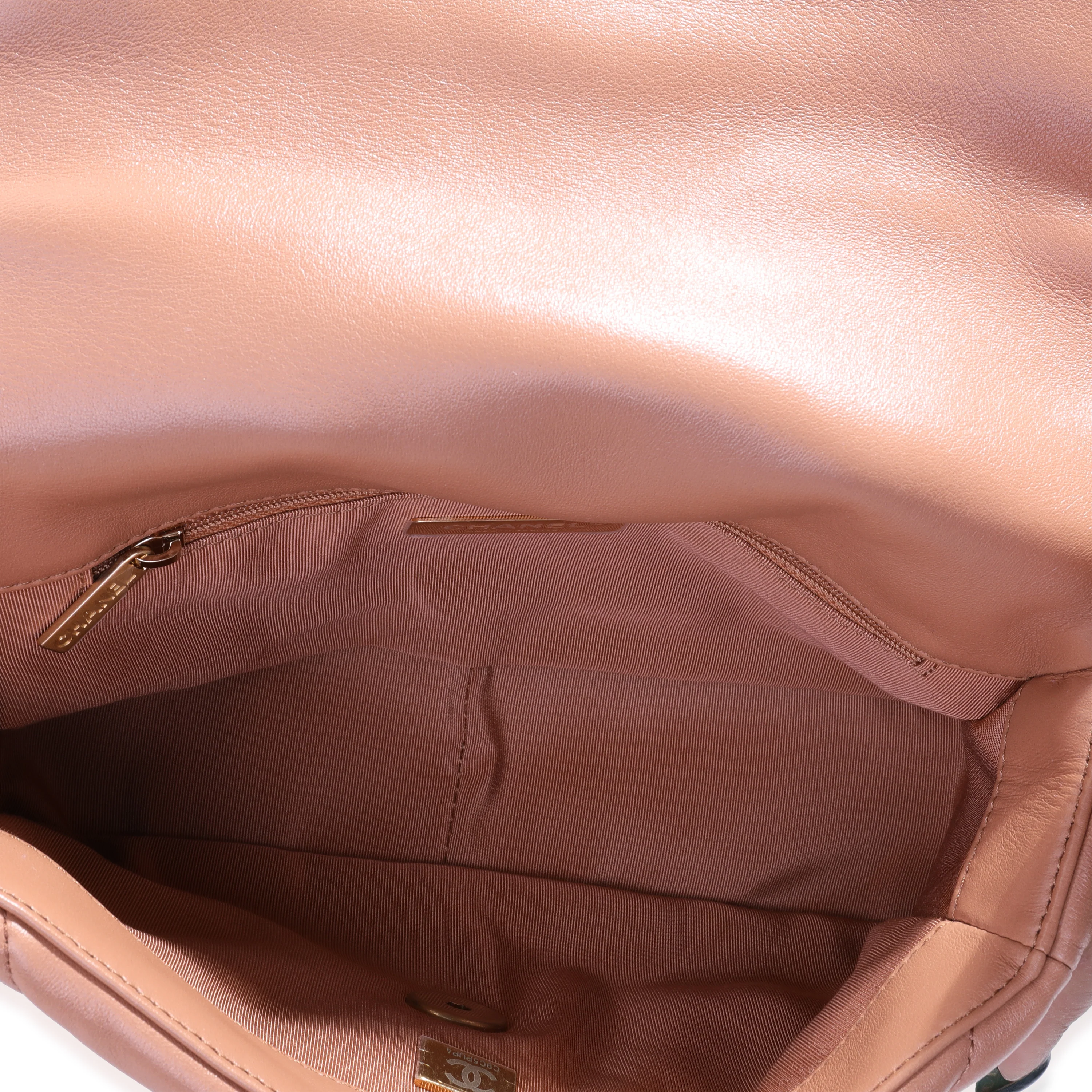 Chanel Tan Quilted Lambskin Medium Chanel 19 Bag - Image 8