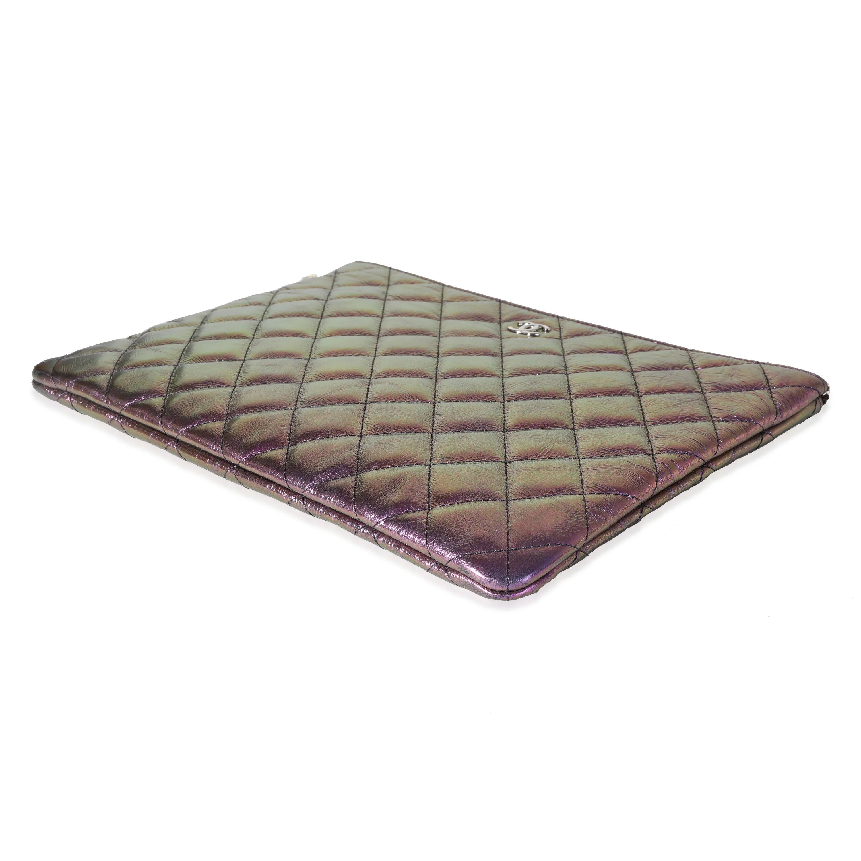 Chanel Iridescent Purple Quilted Calfskin O Case - Image 7