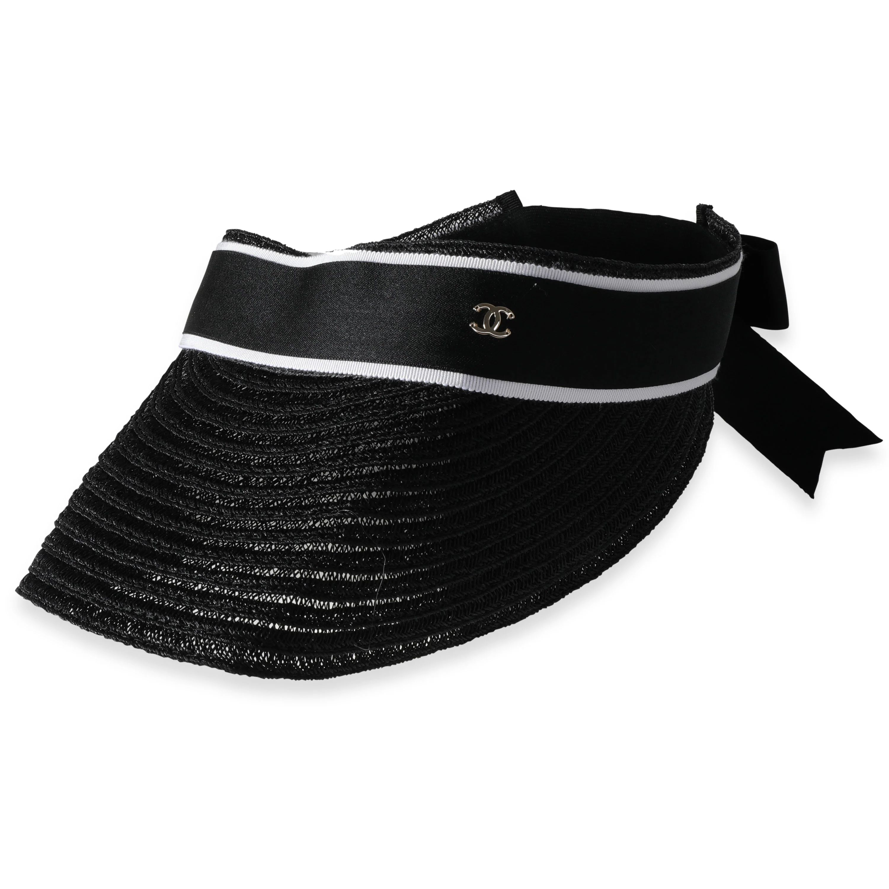 Black Abaca Cotton Ribbon Visor - Image 2